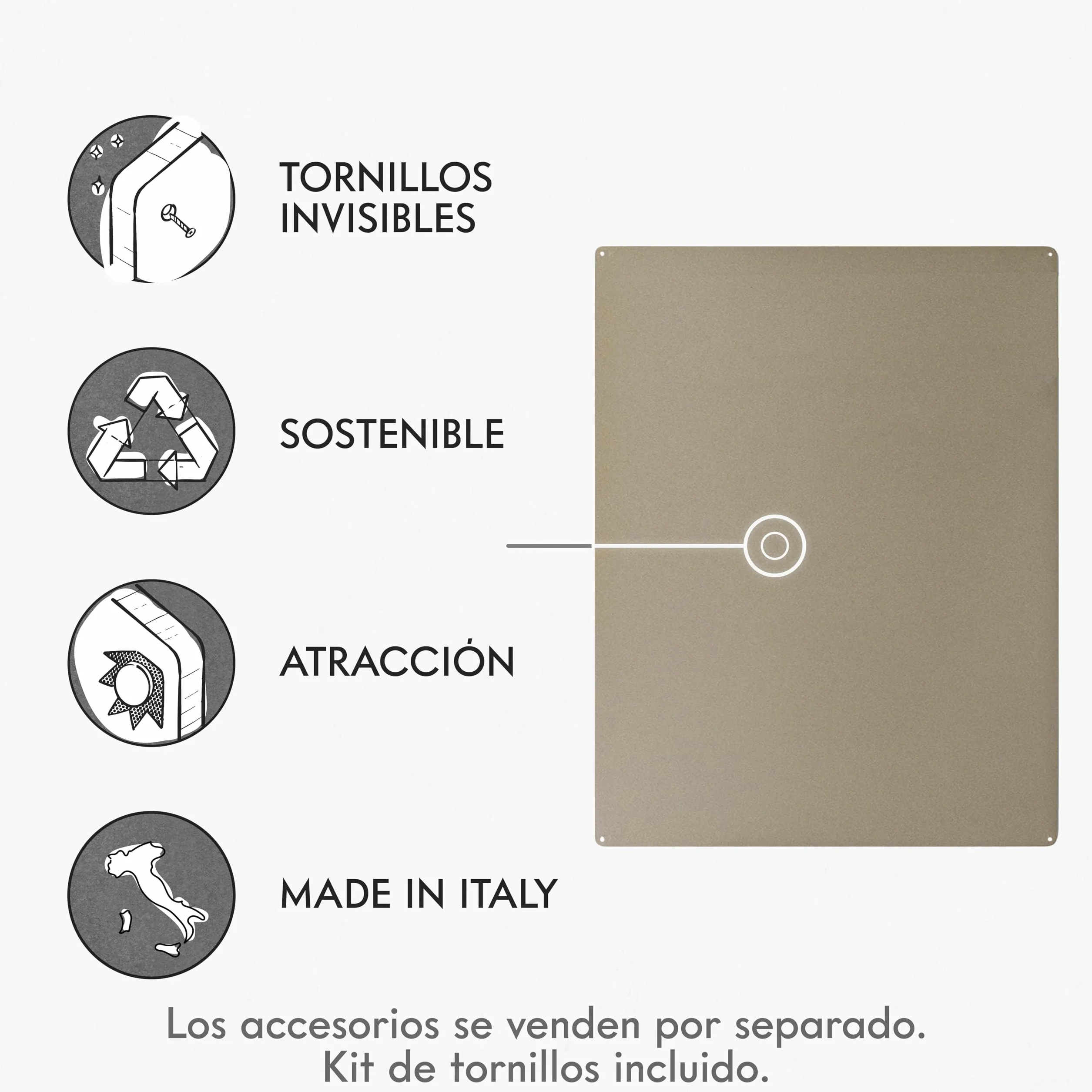 KalaMitica - Pizarra Magnética Grande de Pared - Tablero Imantado Escribible con Tizas y Borrable, Cuadro para Imanes - Beige, 74x57 cm
