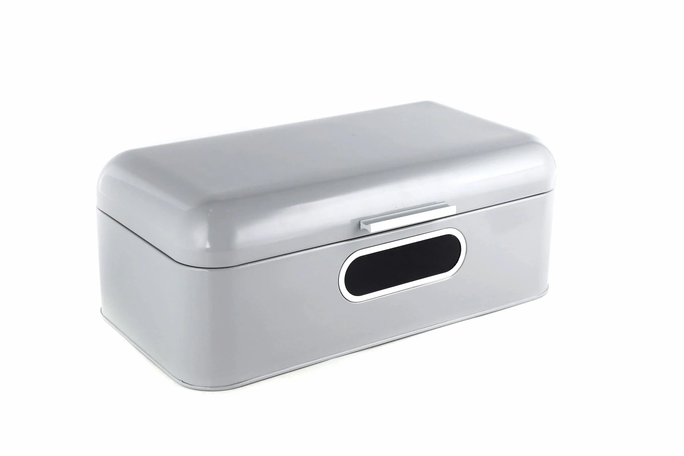 ECHTWERK Elegante panera de metal retro con ventana, caja de almacenamiento de ahorro de espacio, cesta de pan con tapa, almacenamiento para pan fresco aún más tiempo, gris, 42 x 23 x 16,5 cm