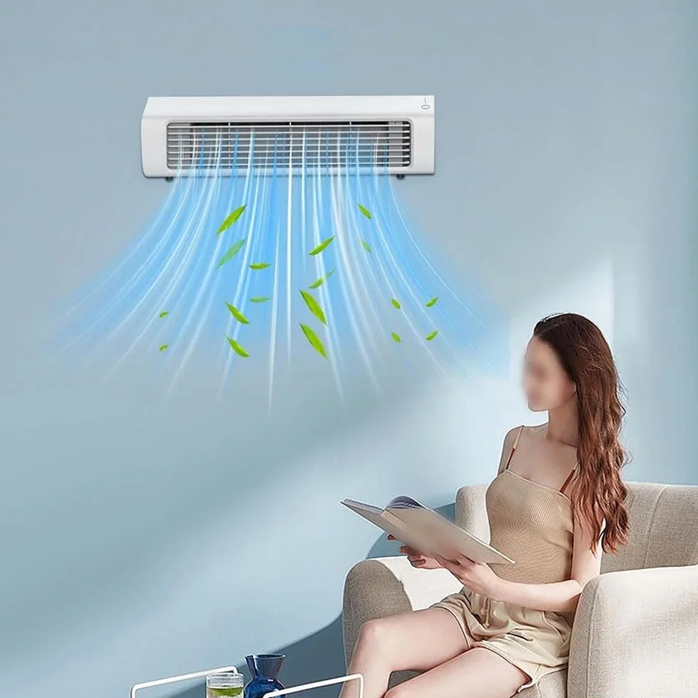 Ventilador de pared inalámbrico, montaje sin taladro, con control remoto, oscilante silencioso, mesa de escritorio para dormitorio, oficina, cocina, 13 pulgadas, color blanco (aire acondicionado)