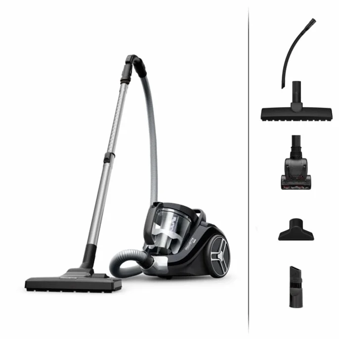 Rowenta Compact Power XXL - Aspiradora sin Bolsa, Motor bajo Consumo 900 W, filtración ciclónica Avanzada de 3 Niveles, depósito Extragrande 2,5 L, compacta, Animal Care, Kit Limpieza Total