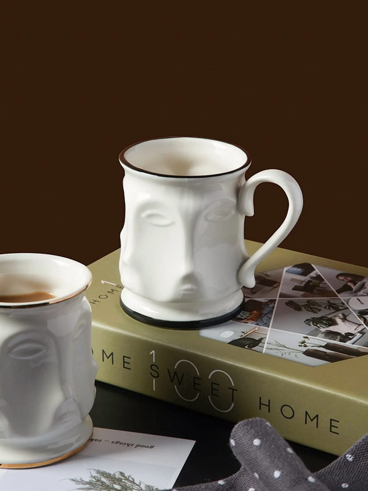 Taza De Café Taza creativa Personalidad Taza de café Frontera Cerámica Desayuno Café Leche Tea Tea Home Kitchen Bebida Diversión Regalo de cumpleaños Tazas Desayuno (Color : Gold Rim)
