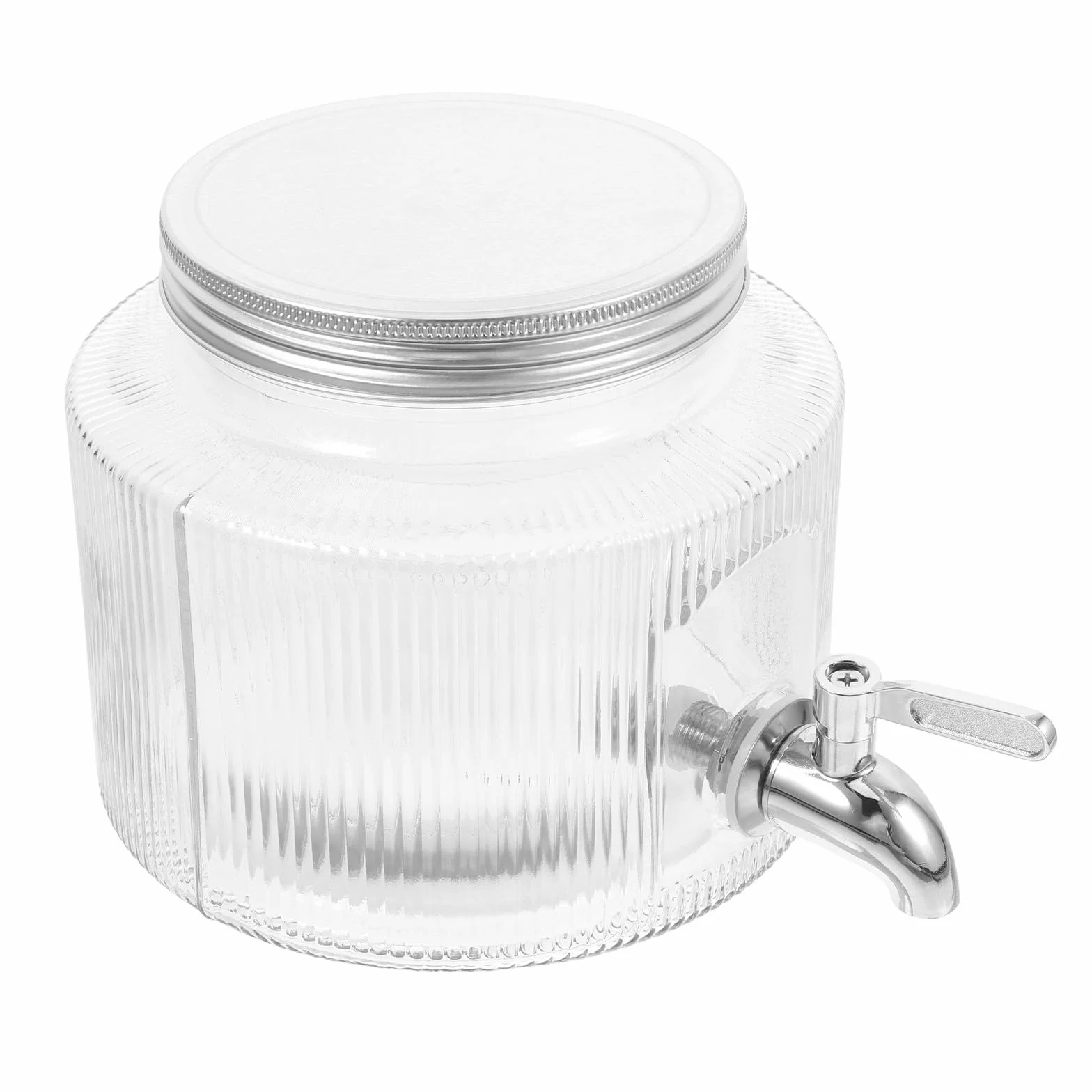 PRETYZOOM Dispensador de Agua de Vidrio 28L Grifo de Acero Inoxidable para Nevera Jarra para Bebidas Frías Zumos y Té Helado Dispensador para Fiestas y Uso Doméstico