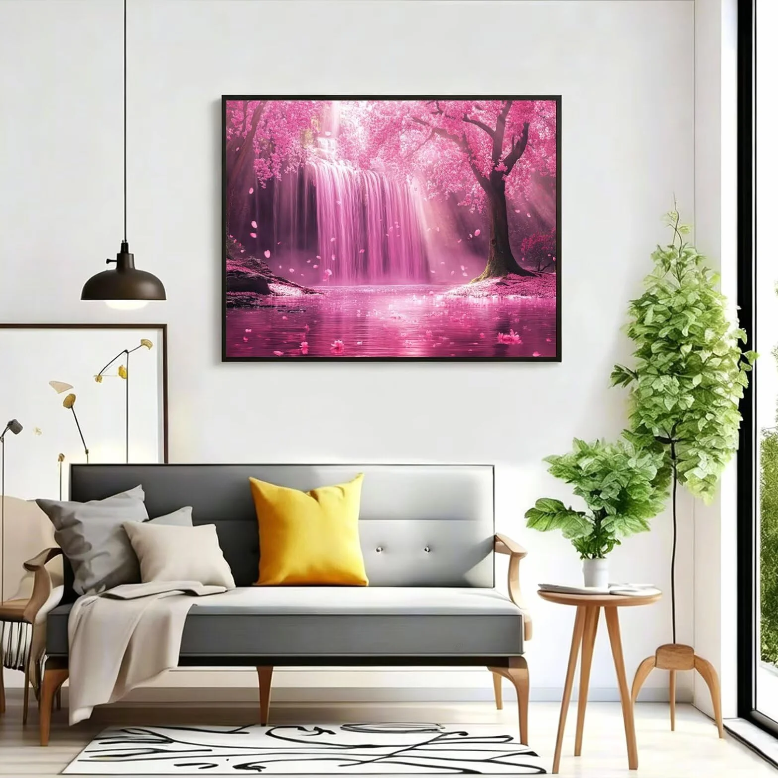 Pintar por Numeros Cascada Pinturas Acrilicas Paisaje Pintura por Numeros Lienzos para Pintar, Pintura Acrilica Manualidades, Decoración para Hogar, Regalos Cumpleaños, 90x120cm Sin Marco, q-724