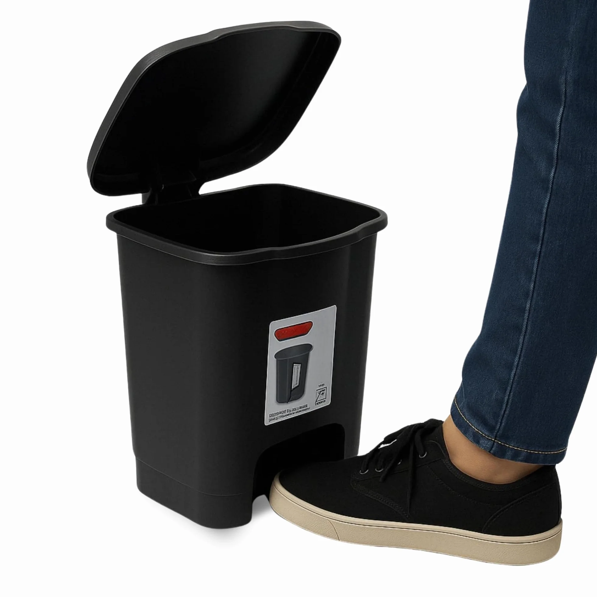 TECHZOCO Cubo basura plástico pedal 7.5 L Negro 25.5 cm alto