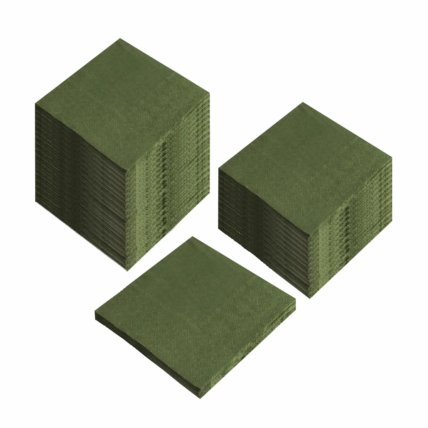 Paquete de 200 servilletas de cóctel de 2 capas plegadas de 5 x 5 pulgadas, servilletas desechables para cena, boda, fiesta, cumpleaños, novia, aniversario, recepción (200, verde)