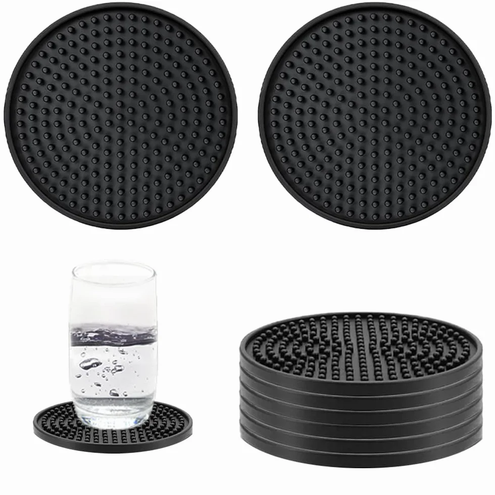 8 posavasos redondos de silicona antideslizantes para tazas y mesas