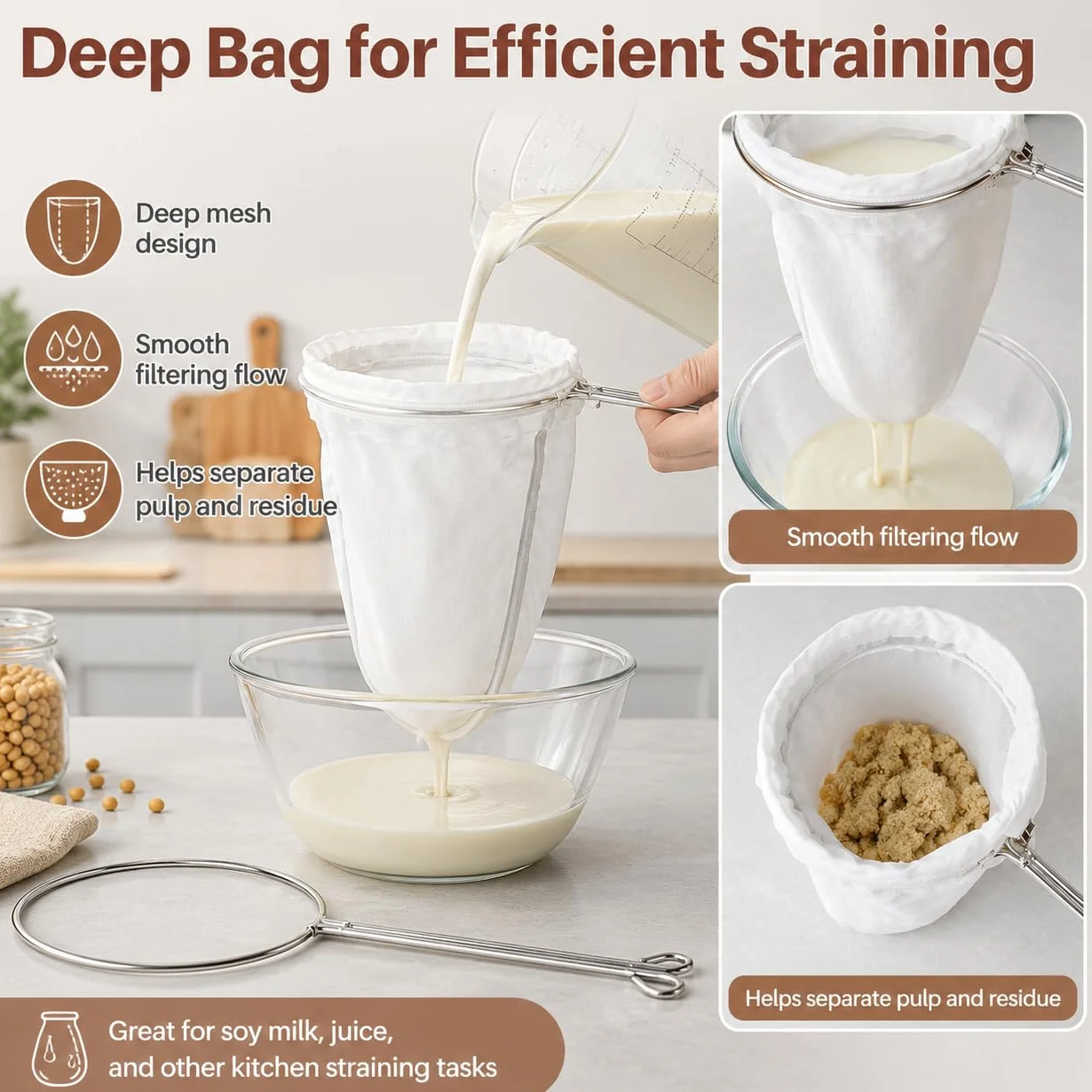 RAINFLOW - Bolsas de filtro de malla para filtro de leche de nuez, café, leche, mantequilla y queso fresco para el hogar o tienda (tamaño pequeño)