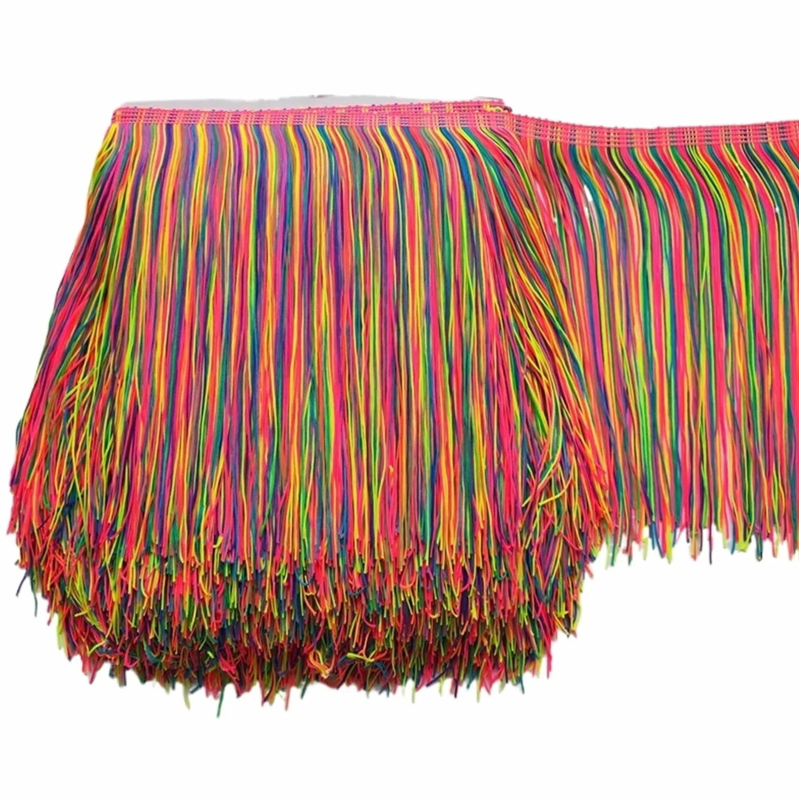 Flecos de Borla Borla de poliéster Colorida de 5 Yardas, Cinta for Ajuste, cordón, Costura, Vestido Latino, Accesorios de Cortina for Ropa de Escenario(20cm Wide)