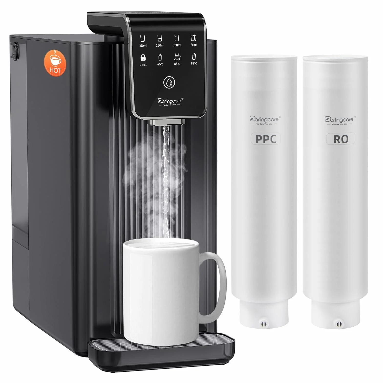 Osmosis Inversa Domestica dispensador de agua caliente Filtros Osmosis Inversa con 6 etapas de filtración monitor TDS en tiempo real 3:1 puro a desagüe para Cocina Oficina Hogar
