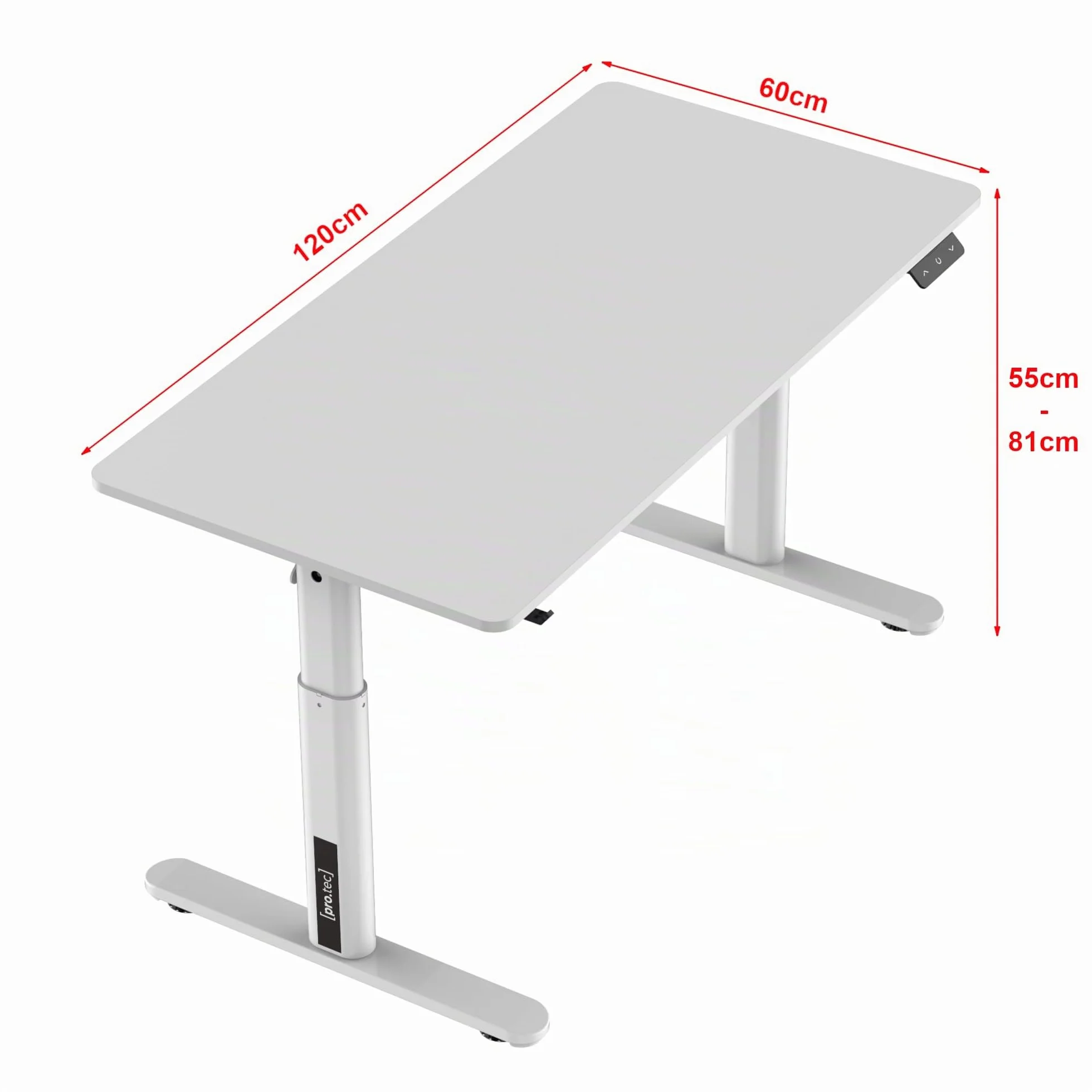 pro.tec] Mesa Escritorio Infantil Regulable en Altura (55-81 cm) Mesa para Niños con Ganchos de Acero y Aglomerado (LxAn) 120 x 60 cm - Blanco