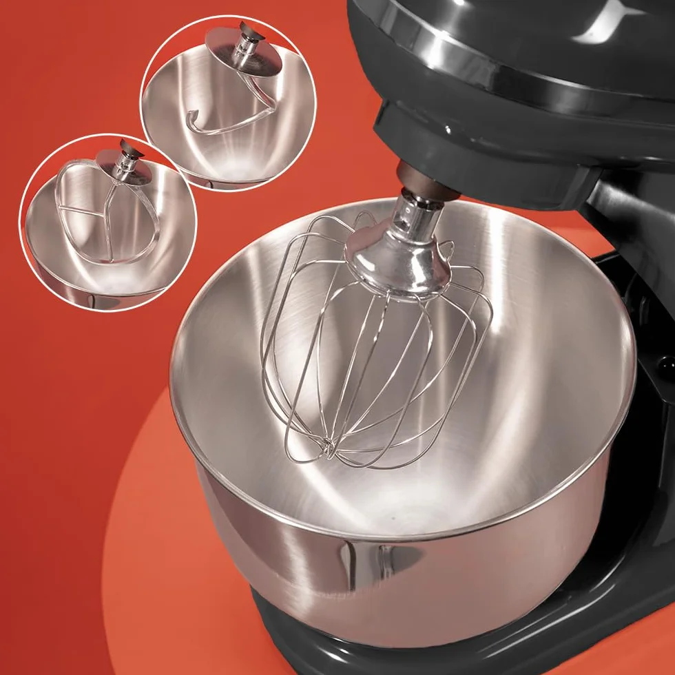 Cecotec Batidora Amasadora Cecomixer Merengue 5L 1200 Black, 1200 W en 6 Niveles, 5 Funciones, Movimiento Planetario, Diseño Elegante, Bol de Acero de 5 L y Accesorios para Batir y Amasar