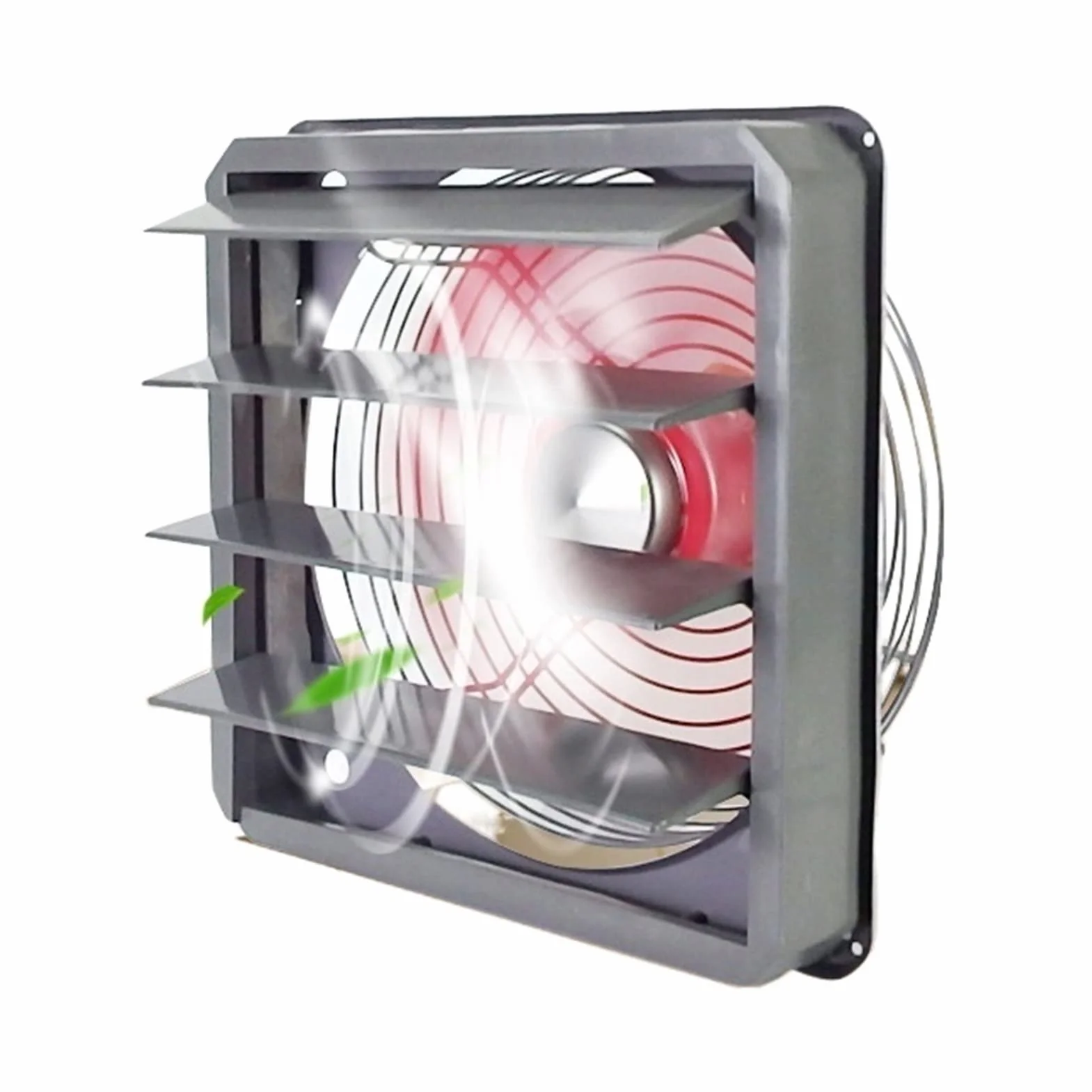 Ventilador de Escape Ventilador con persianas, Potente de 12/14/16 Pulgadas, Industrial Doméstico con Cubierta de Red Protectora Extractor
