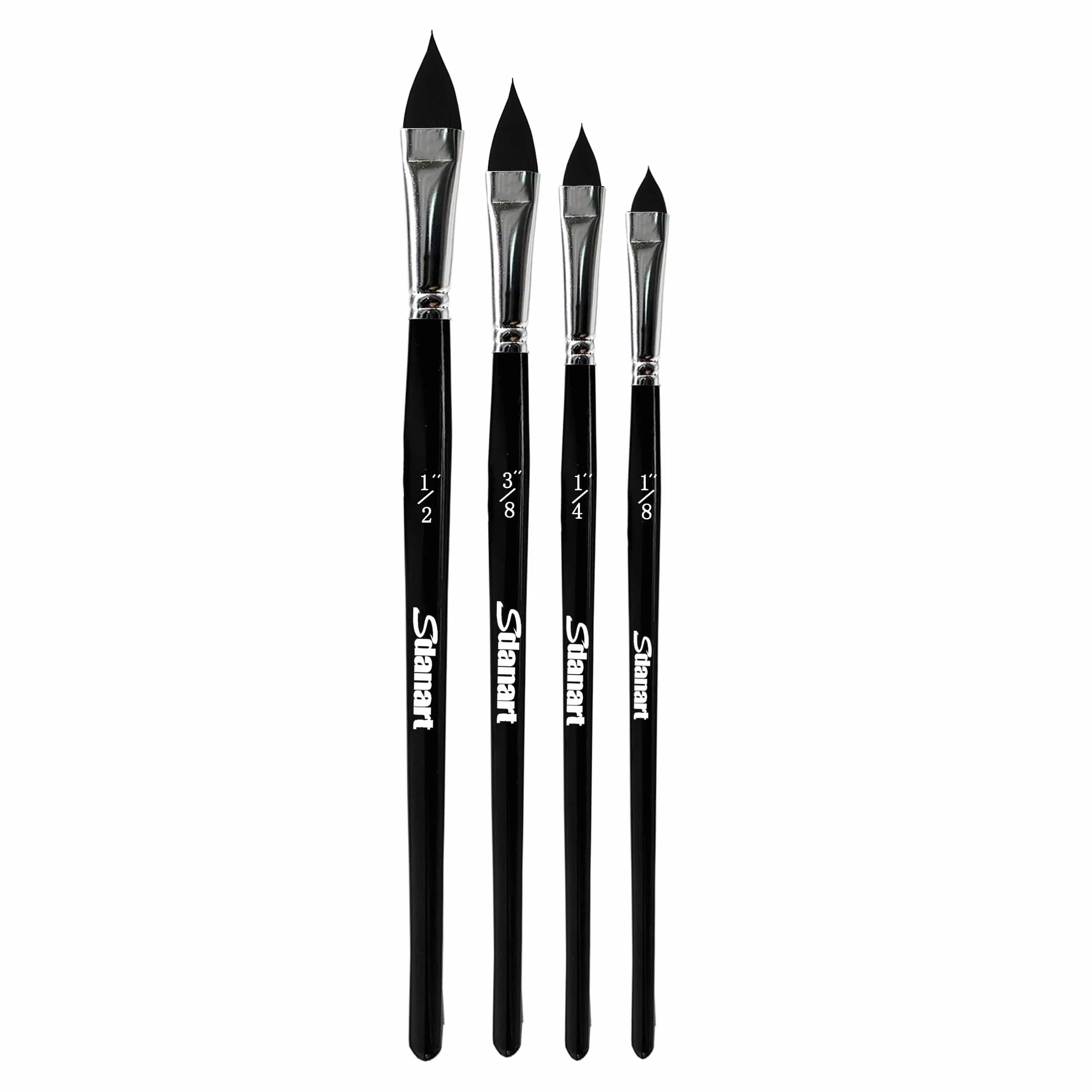 Sdanart 4 pinceles ovalados para acuarela con diseño de lengua de gato, para pintura acrílica, ovalada, floral, pétalos, acuarelas, puntiagudos, ovalados, profesionales, para lengua de gato, pinceles