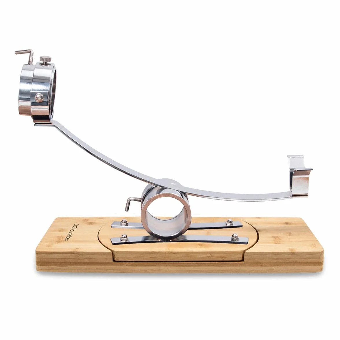 Soporte Jamonero Basculante 360º con Cabezal Giratorio 3 Claveles, Base Giratoria de Madera y Herrajes de Metal