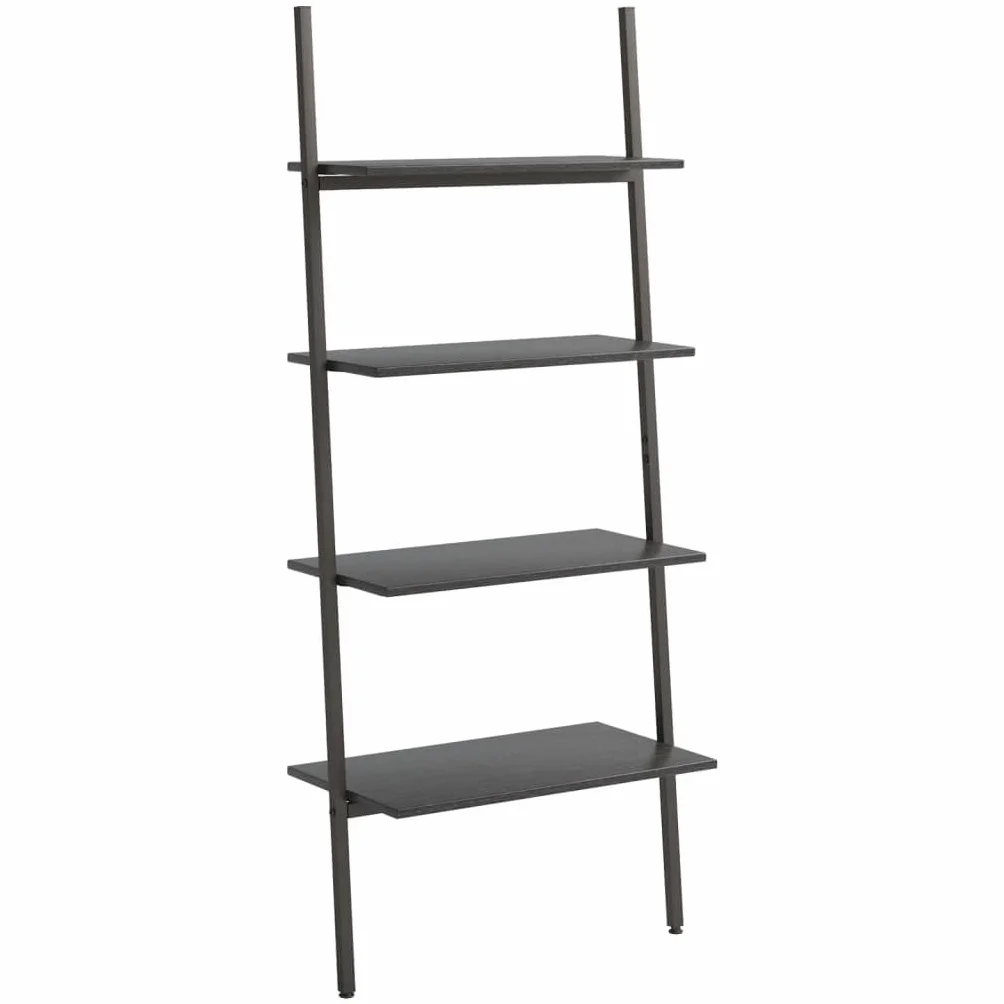 vidaXL Estantería Inclinada de 4 Niveles Mueble Despacho Dormitorio Estante Doméstico Oficina Habitación Almacenamiento Cajones Negro