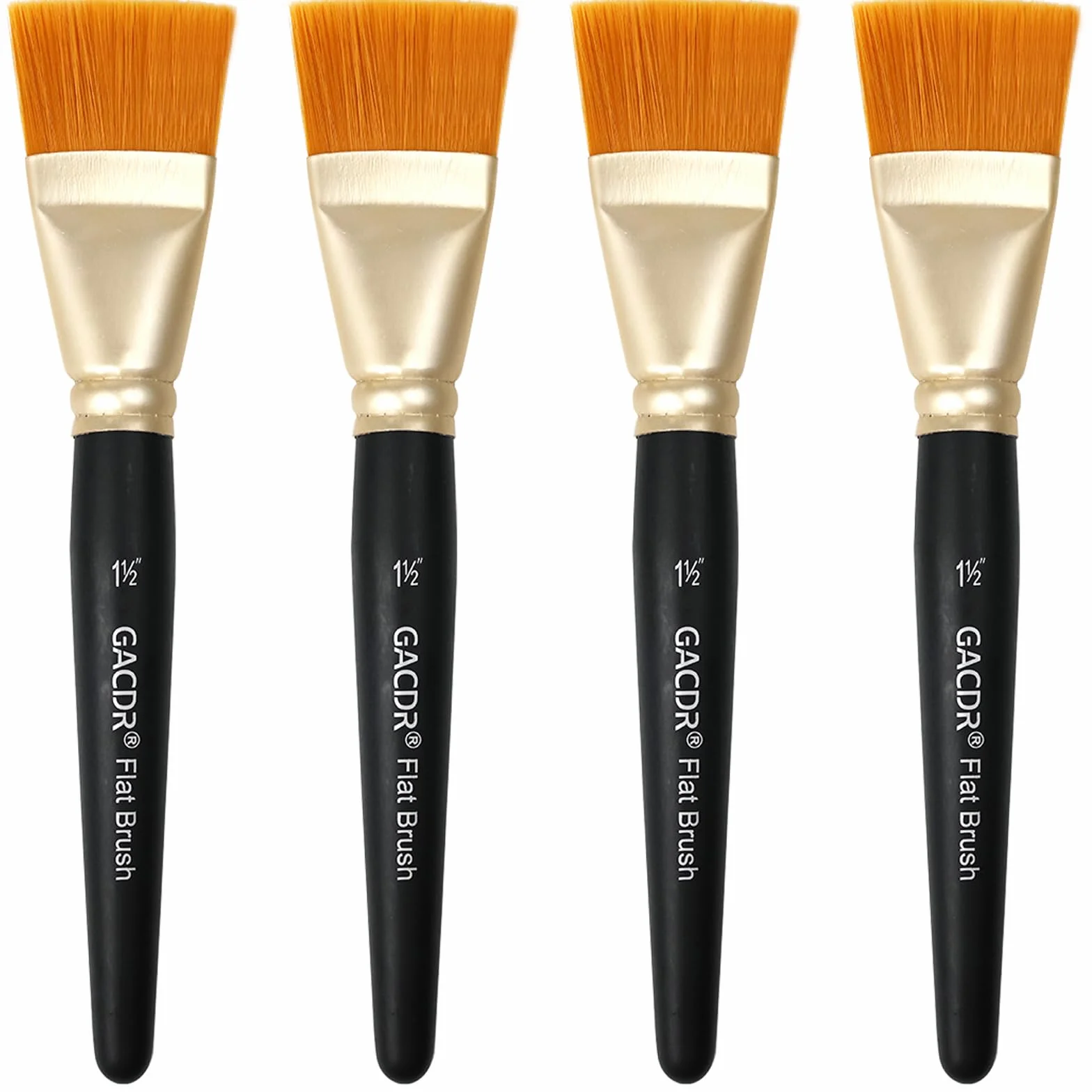GACDR Pinceles planos para pintura acrílica, 4 pinceles grandes de 38 mm con mango de madera para acrílico, aceite, cuerpo, máscara facial
