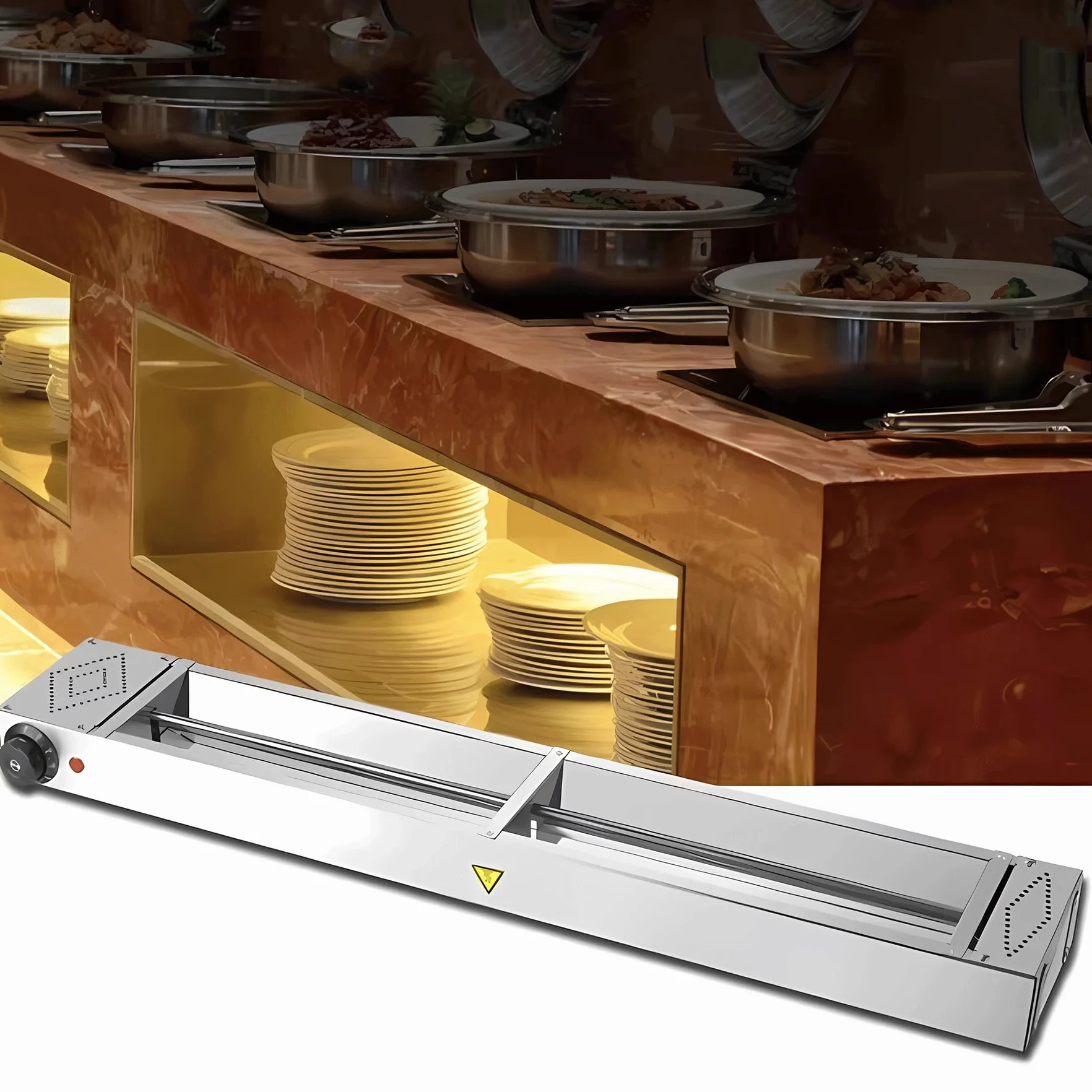 2pc Lámpara de Calor de Alimentos Comercial, Calentadores de Buffet Acero Inoxidable, Calentador Alimentos para Buffets y Hoteles - Garantizar el Sabor de los Platos(Size:60cm)