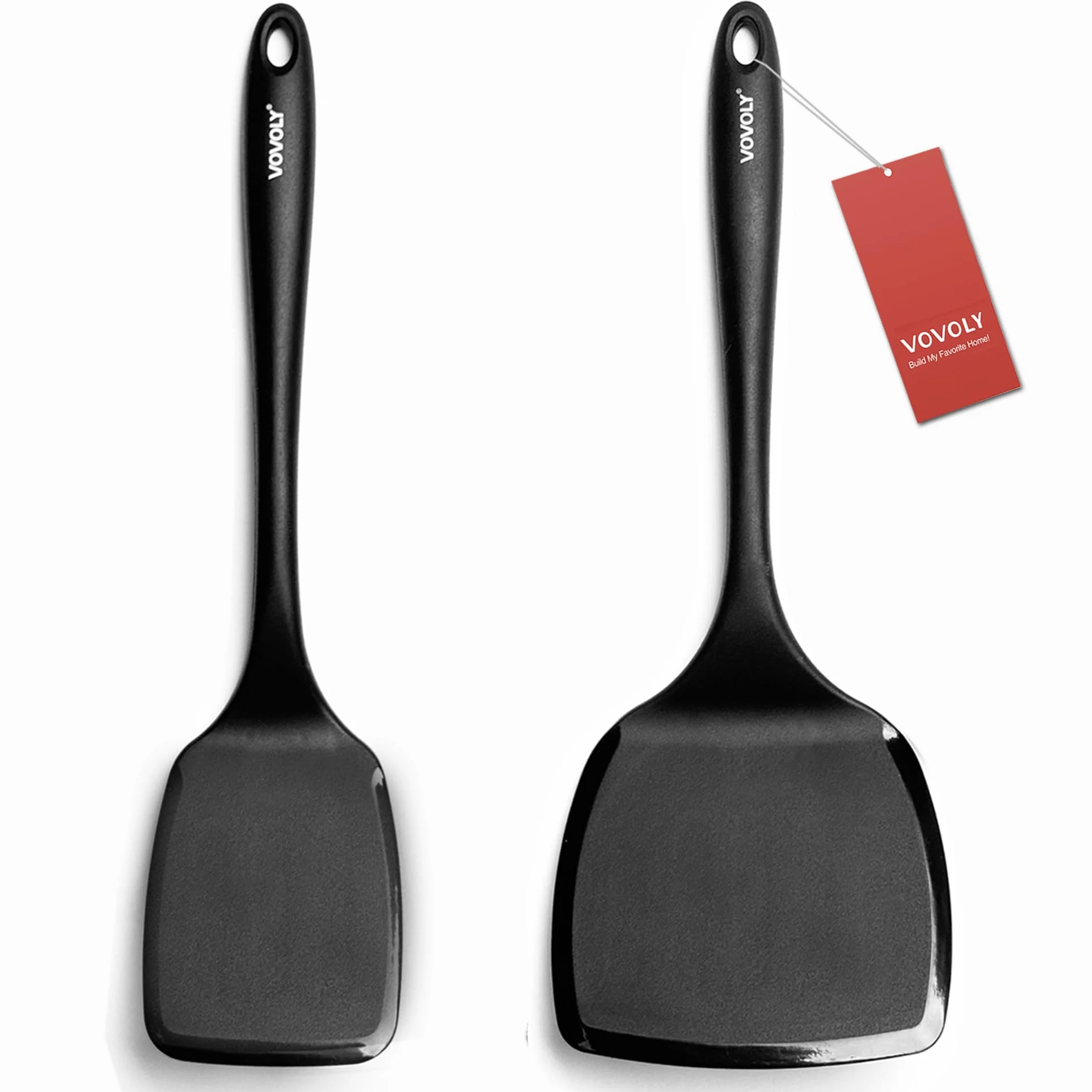 Juego de espátulas de silicona, resistentes al calor hasta 315.6 °C, espátula giratoria para cocinar, utensilios de cocina antiadherentes y antiarañazos para huevos y panqueques, paquete de 2, color