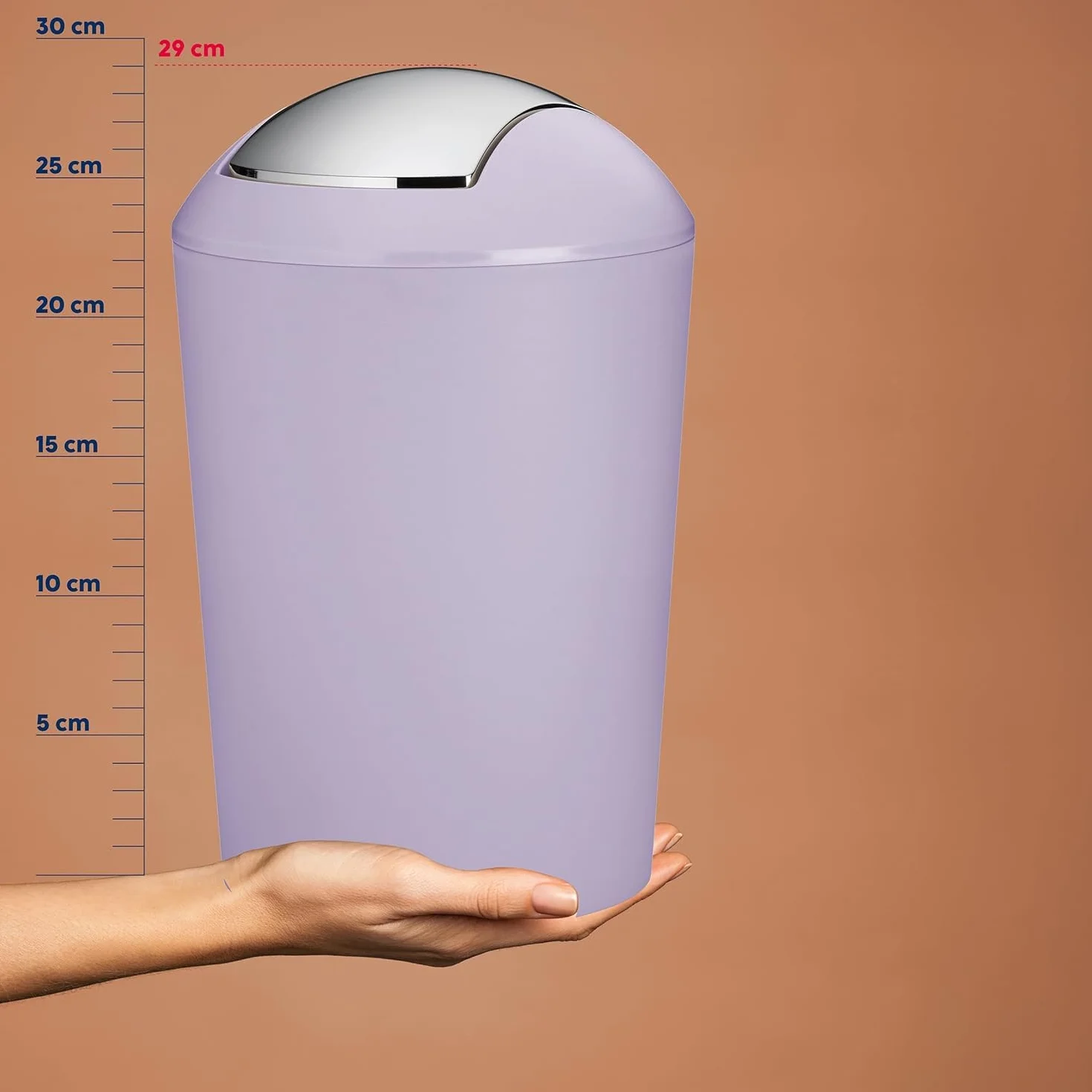 Cubo con tapa basculante violeta pastel mate 5 L plástico MARTA