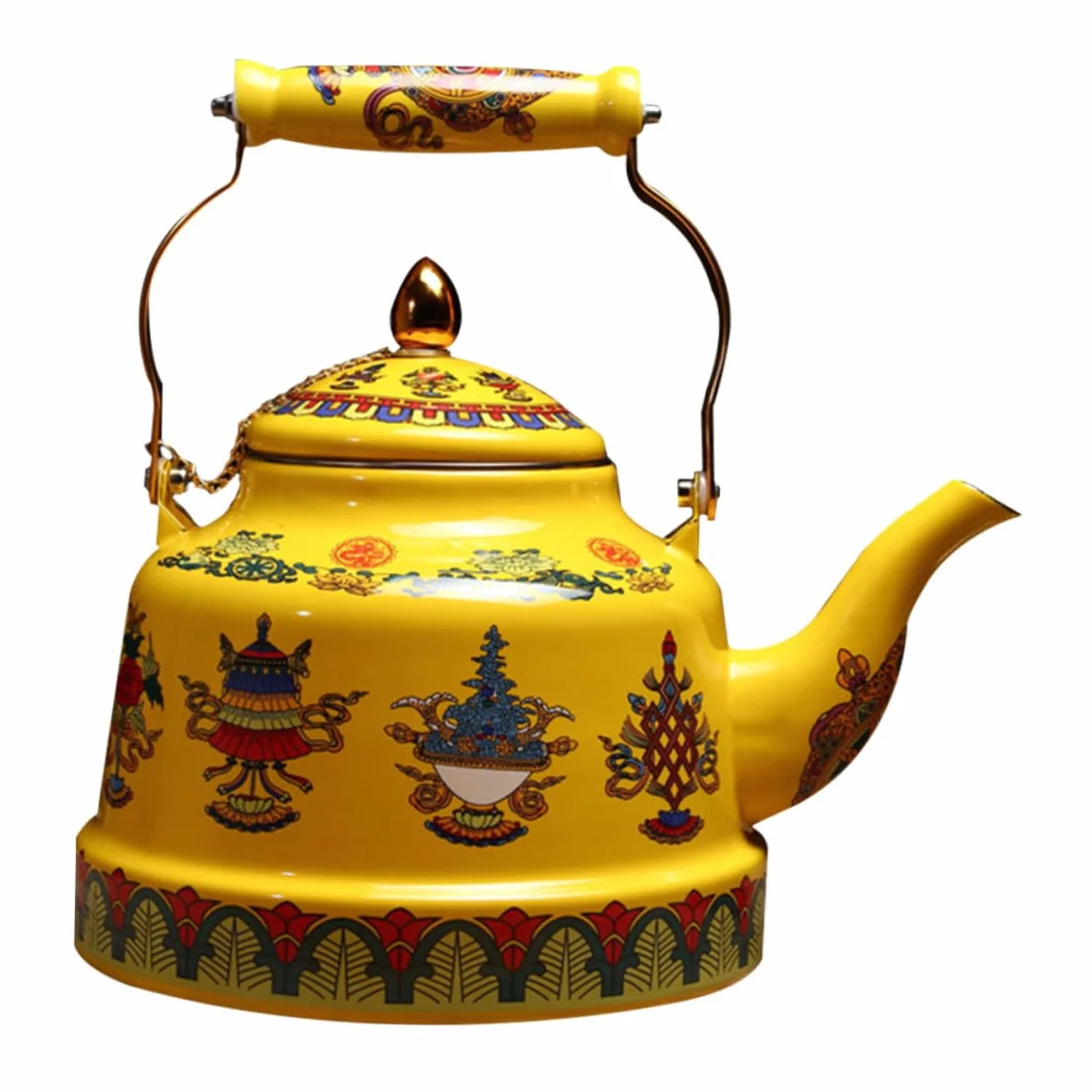 Tetera de Esmalte Diseño Artístico y Antiguo, Tetera Práctica y Sanitaria para Aficionados del Té en Oficina y Hogar