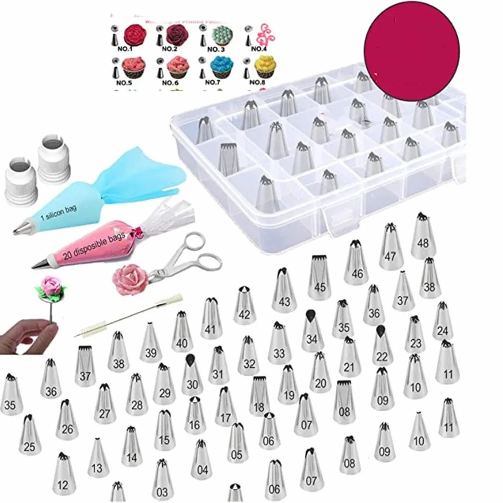 Juego Completo de 74 boquillas para Flores, para Pasteles y Galletas. Caja de Herramientas de Acero Inoxidable.