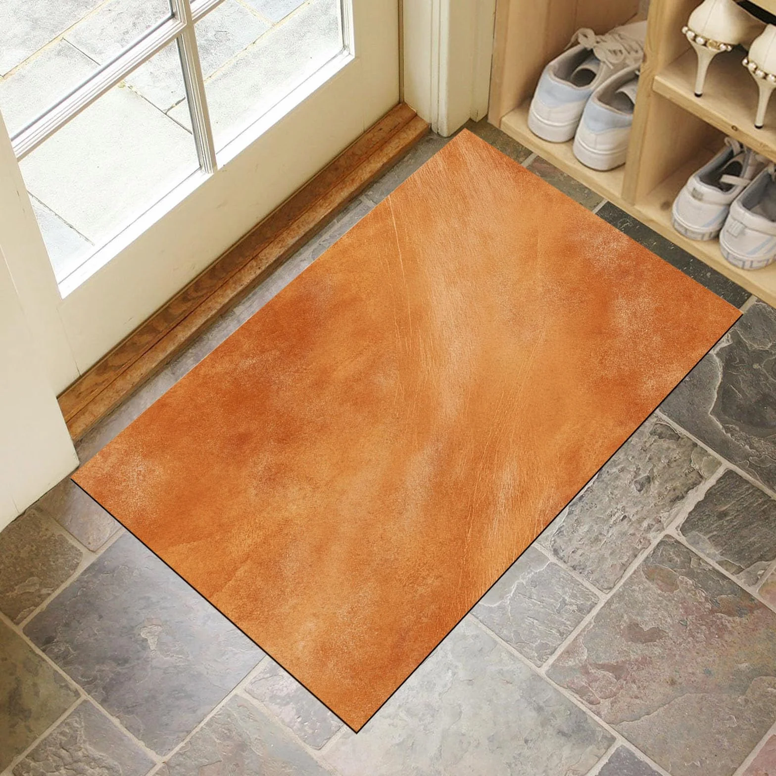 Alfombras Suaves y esponjosas,Textura Natural para Interiores, Antideslizantes Lavables,90 x 150 cm para Interiores Puerta Delantera Entrada Pasillo - Naranja