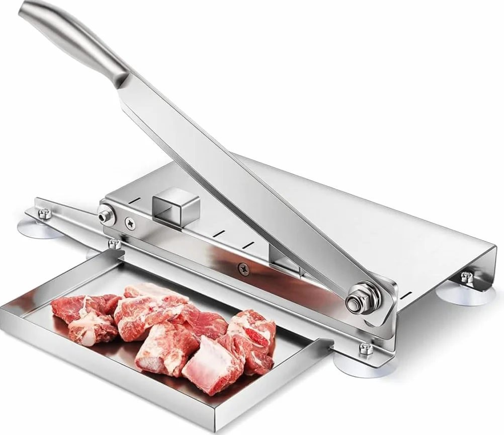 Cortador de carne manual comercial con sierra de hueso, cortador de alimentos de acero inoxidable para cortar carne congelada, verduras, huesos, perfecto para uso doméstico (tamaño: L)