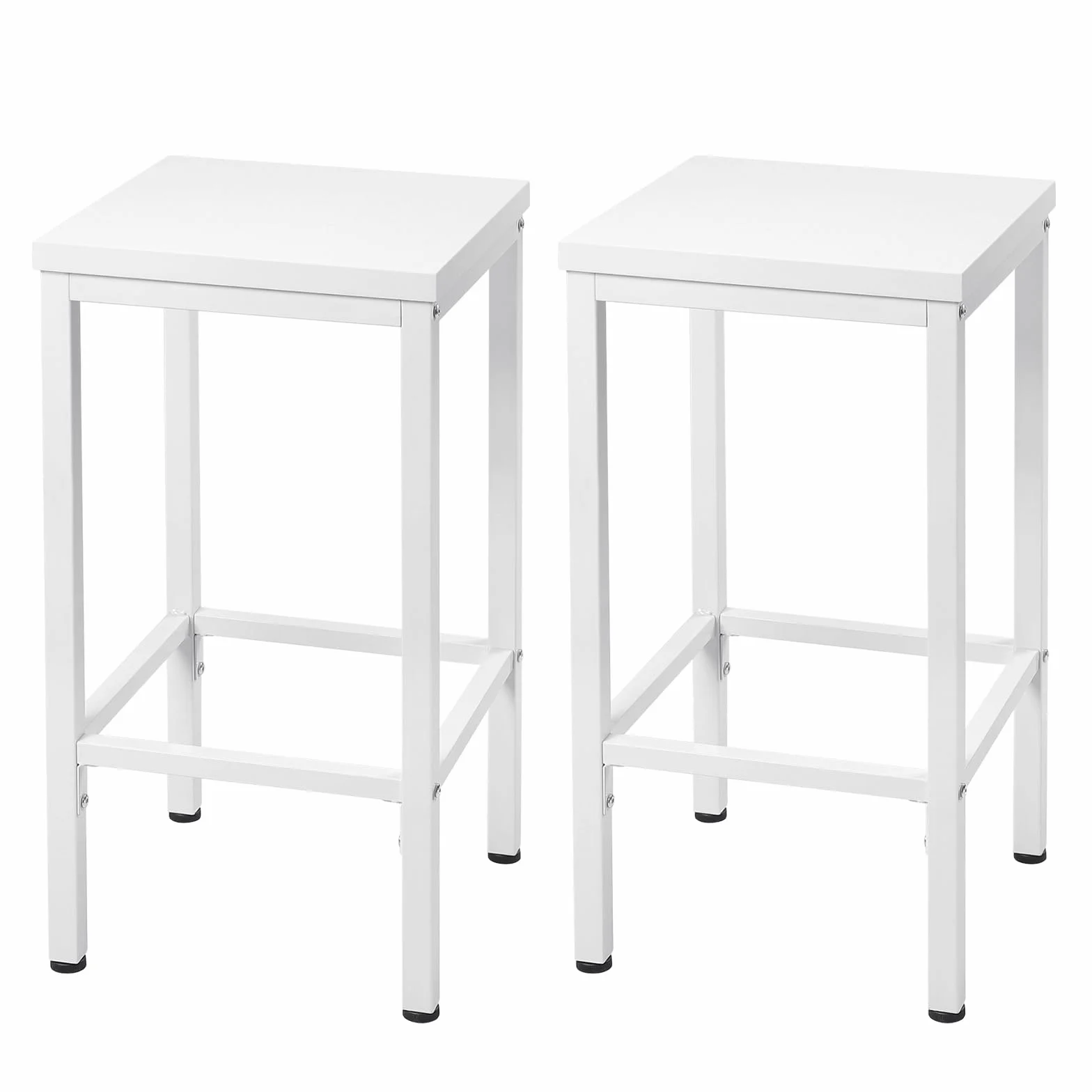 EUGAD Set Mesa de Bar y 2 uds, Taburete de Bar Muebles Cocina Silla de Comedor para Salon Cocina Mesa 100x40x100 cm Estructura de Metal, Blanca