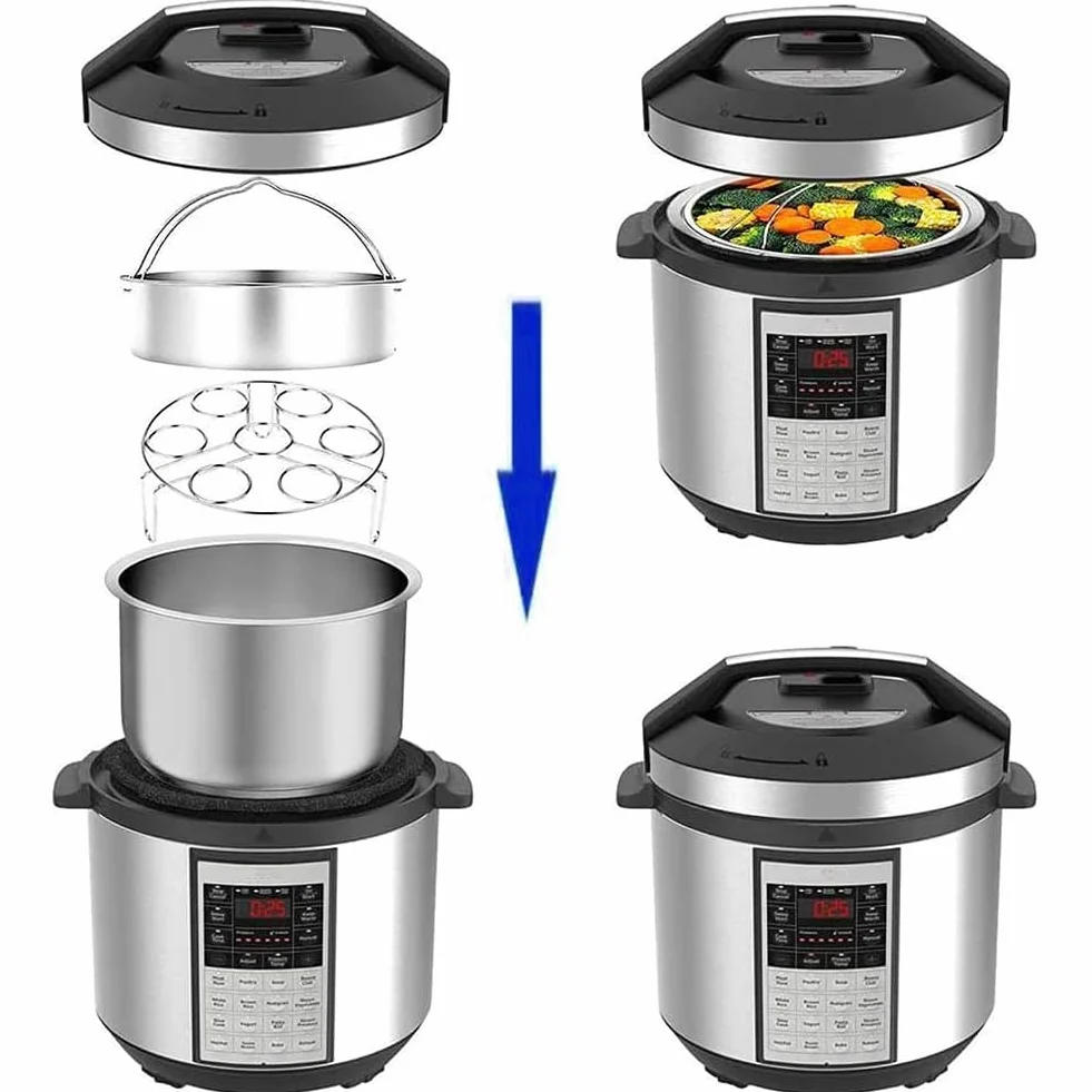 Juego de 3 Piezas Rejillas Vaporera Inoxidable con Asa para Ollas Diámetro Interior 21 cm