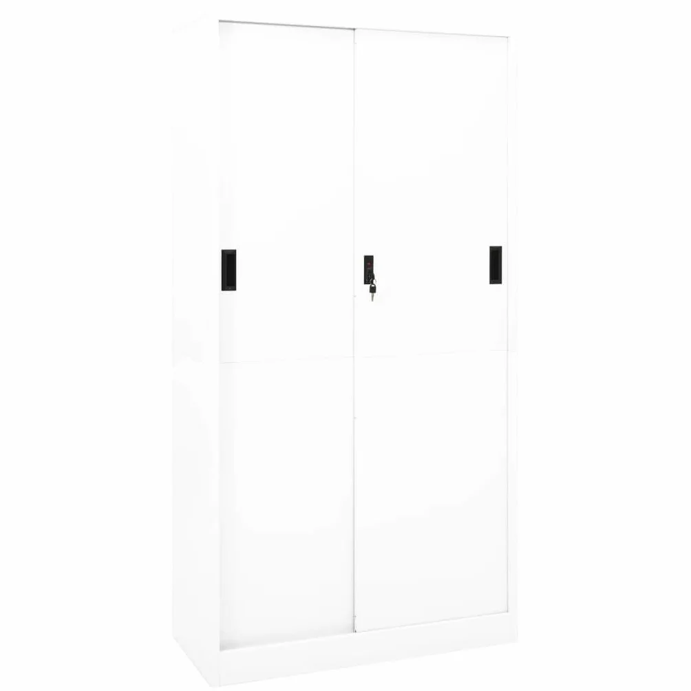 vidaXL Armario de Oficina Puerta Corredera Mueble Archivador Armario Almacenamiento Archivos Documentos Organizador Acero Blanco 90x40x180 cm