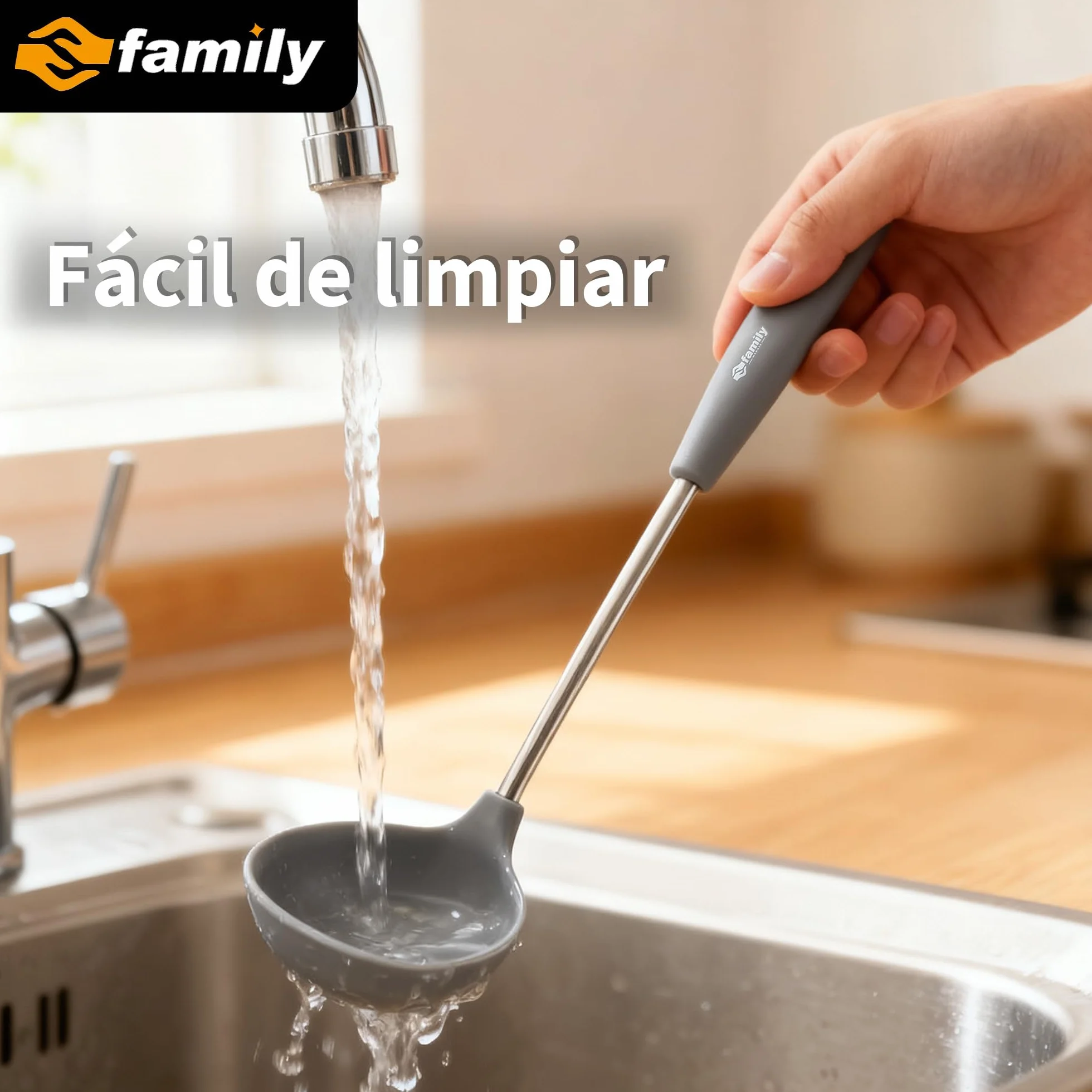 Espumadera de Silicona para Cocina 37.5x11cm, Mango Ergonómico de Acero Inoxidable, Resistente al Calor y Antiadherente