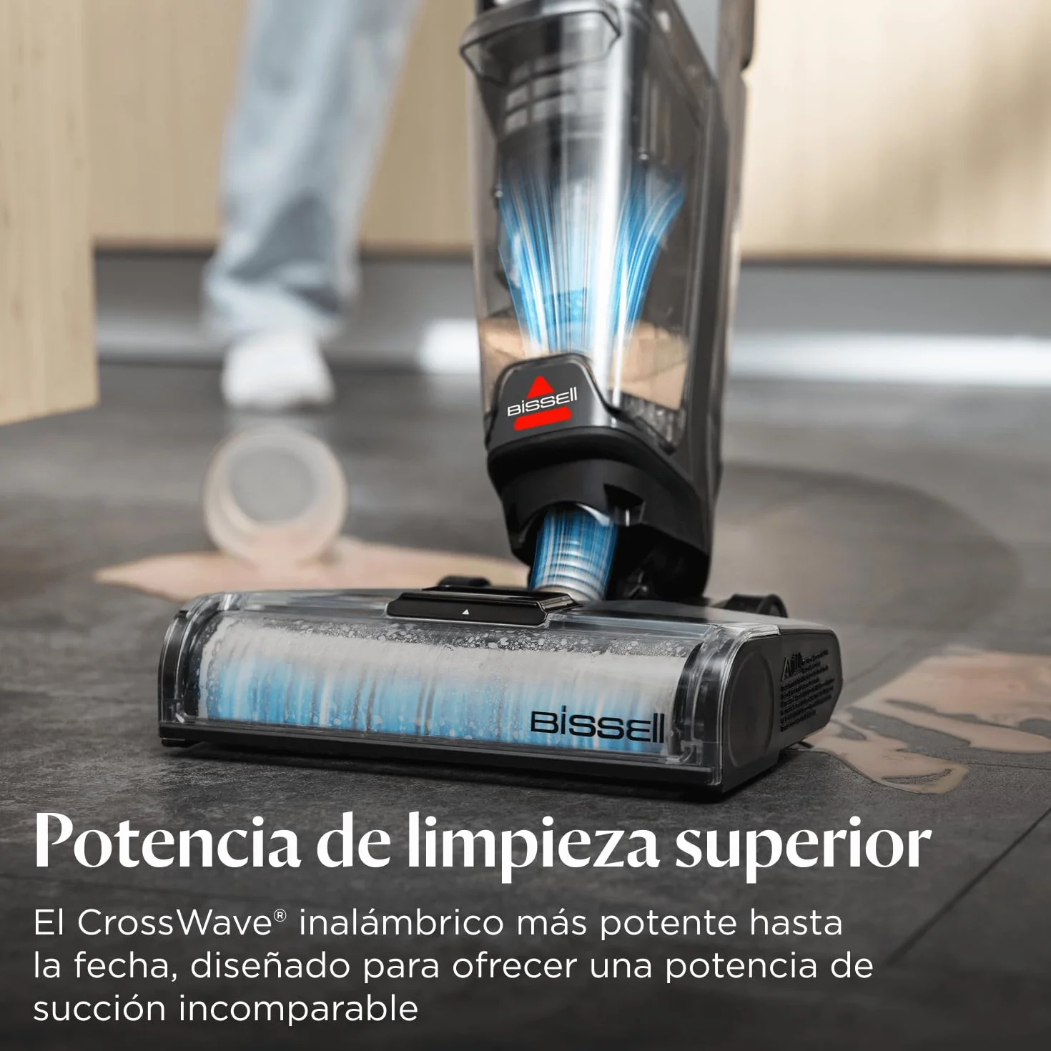 Bissell CrossWave OmniForce, Aspiradora de Mano Sin Cable, Aspirado y Mopa al Mismo Tiempo o Solo Modo Aspirado, Escoba Vertical Potente, Vacuum Cleaner de Agua, 240m² Limpieza Multisuperficie, 3912N