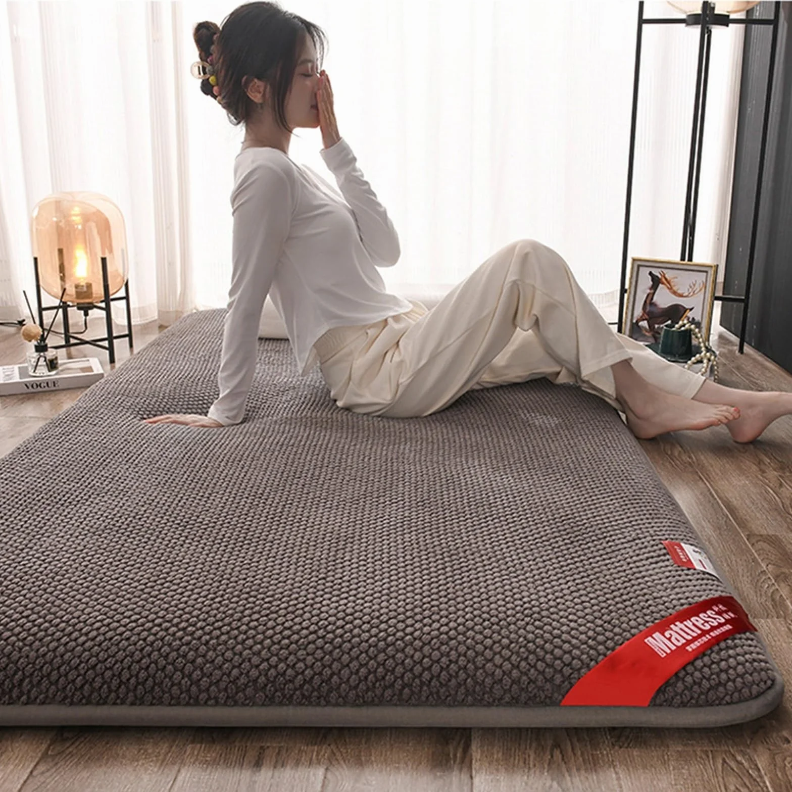 Futón Tradicional Japonés, Colchón De Suelo De Futón Suave, Colchón Plegable Tatami Transpirable, Almohadilla De Cama Gruesa Y Cálida, Colchoneta Doble Para Dormir ( Color : B , Size : 100x200cm )