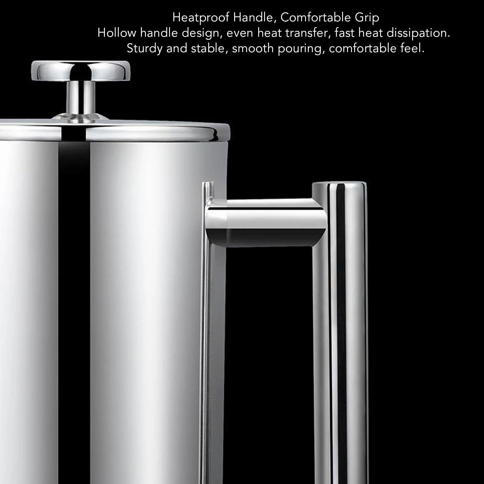 de Prensa Francesa de Acero Inoxidable, con Aislamiento de Doble Pared a Prueba de Herrumbre, café Puro y Fuerte, té Caliente y Chocolate, Mantiene Caliente la Leche Espumosa, (1000ml)