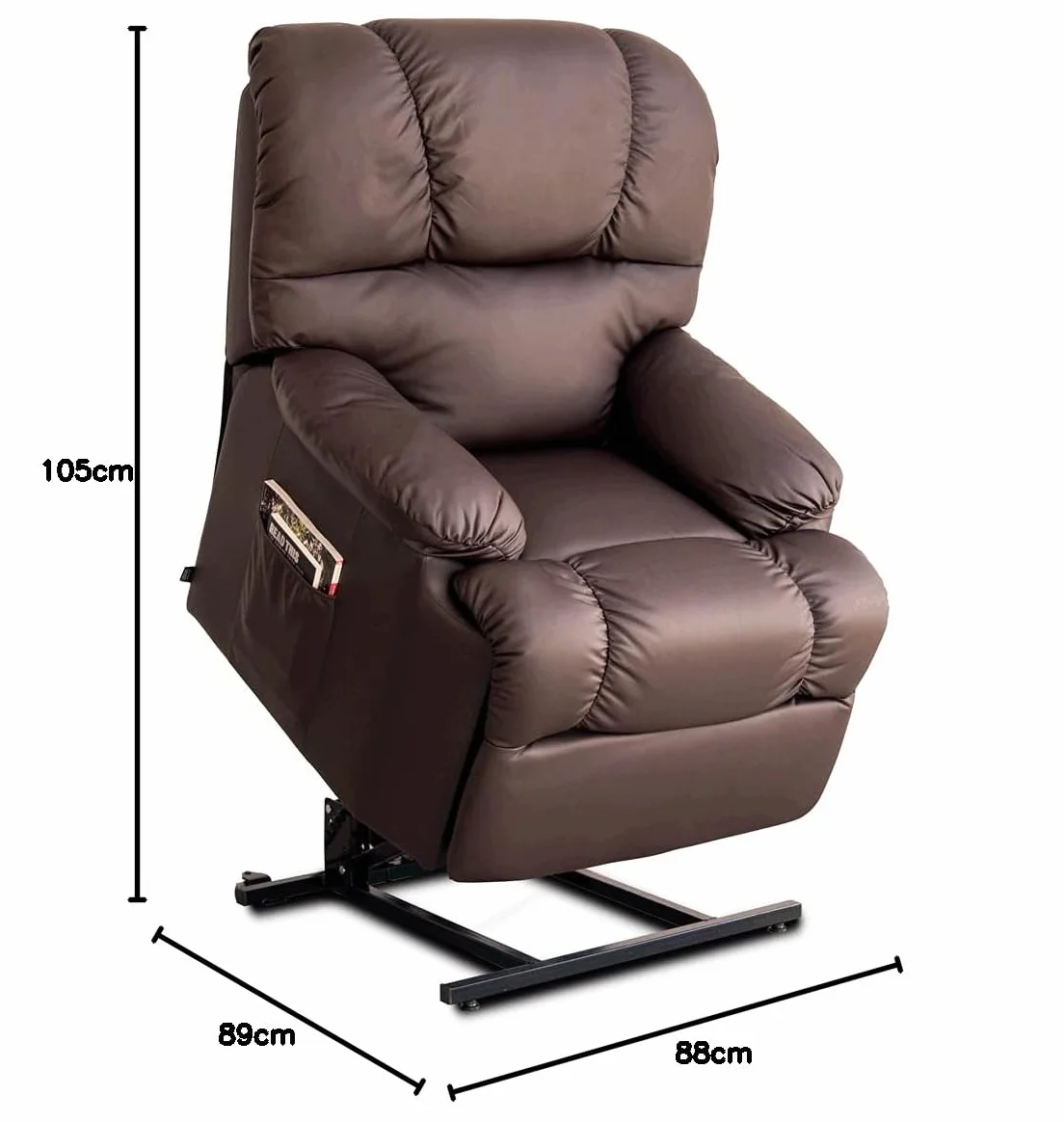 Astan Hogar Modelo Automático Lift Up AH-AR10100CH - Sillón Relax con Función Auto-Ayuda (Levanta Personas), Reclinación Eléctrica, Masaje Y Termoterapia, Cuero, Color Chocolate, 97 x 84 x 102 cm