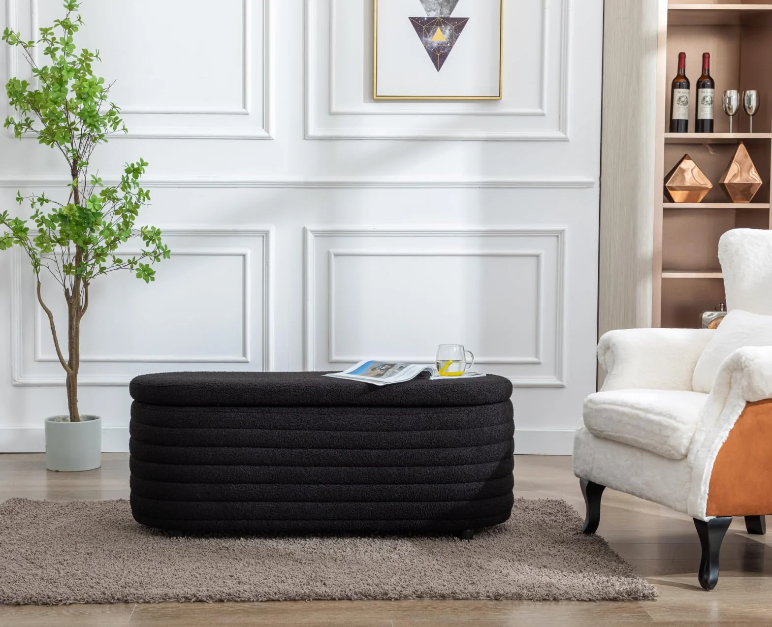 Ya-Home Banco con Almacenamiento de Piel Sintética Negro, Baúl Zapatero Multifuncional con Cojín Acolchado, Asiento para el Pie de la Cama, Recibidor, Salón – hasta 300 lbs de Carga, 115 cm