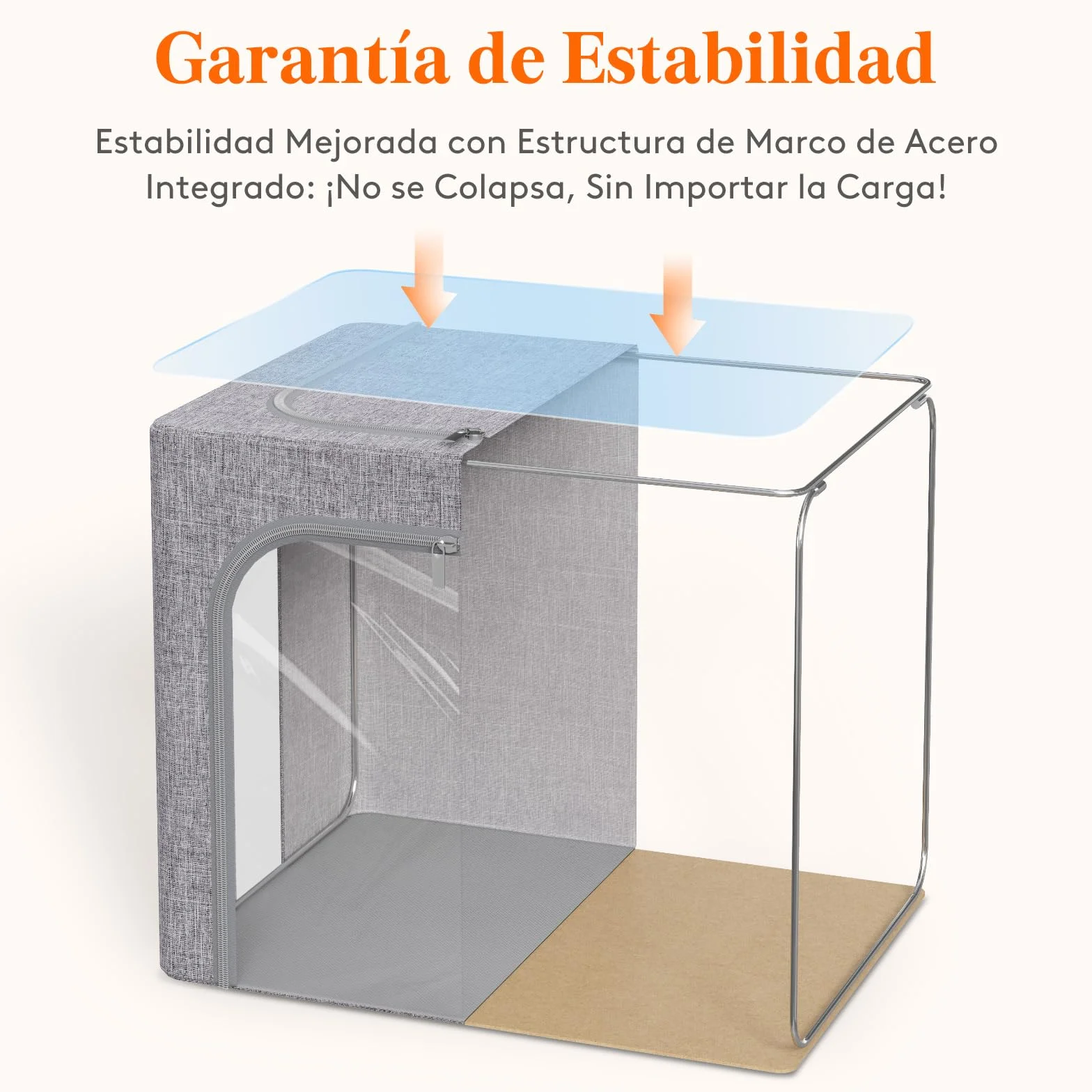 Lifewit Cajas Almacenaje Ropa con Marco de Metal Apilable 40L Gris Claro