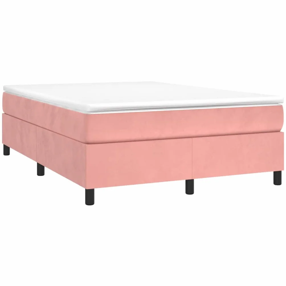 vidaXL Estructura de Cama con Somier, Somier de Matrimonio de Listones, Base de Cama Tapizada, Mueble para Dormitorio Hogar, Terciopelo Rosa 140x190 cm