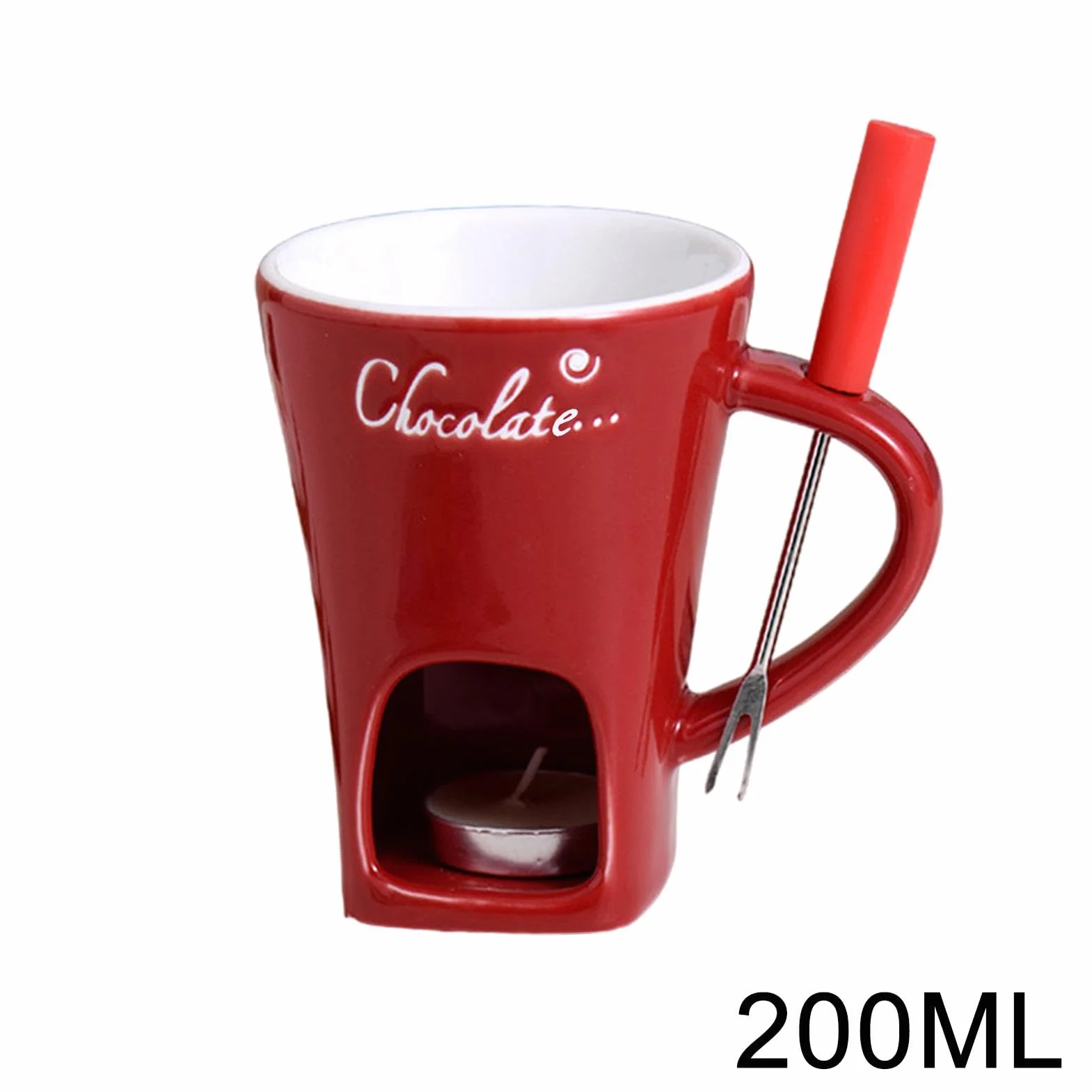 Taza de fondue de chocolate de cerámica con velas de té