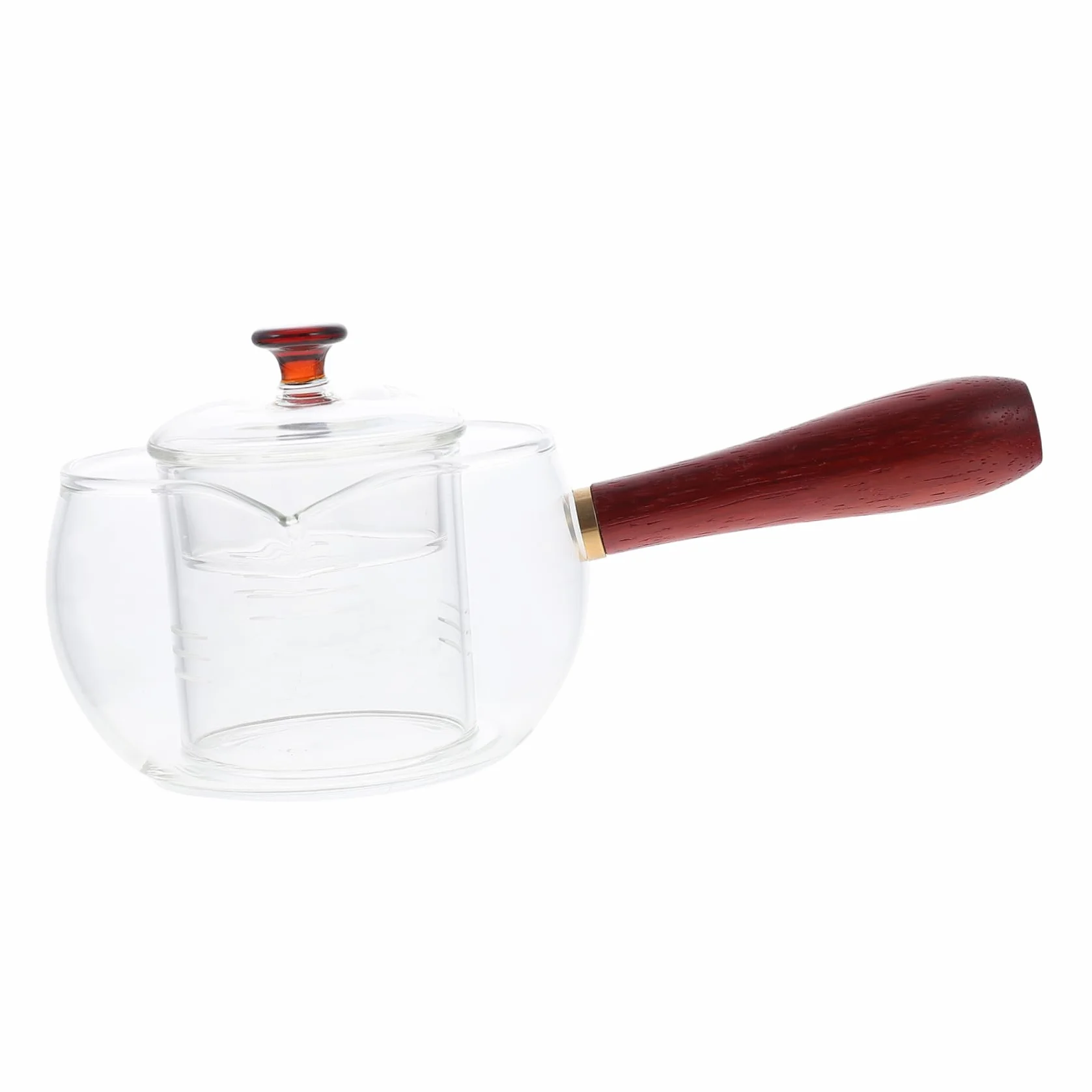 Tetera de Vidrio Mango de Madera, 300ml, Resistente al Calor y Gruesa, Adecuado para Casa y Tetería, para Preparar Té