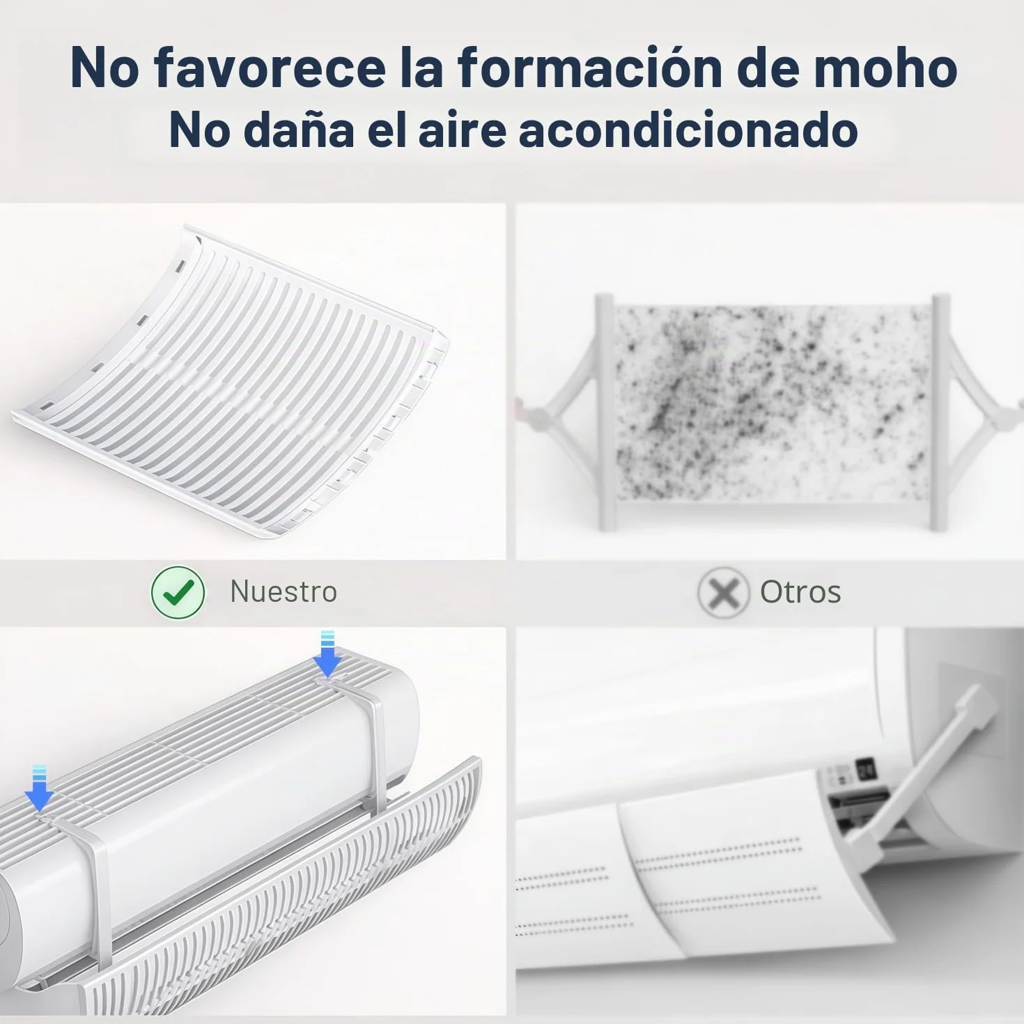 Deflector Aire Acondicionado Split Universal Anti-Soplo con Rejilla Ajustable 180°