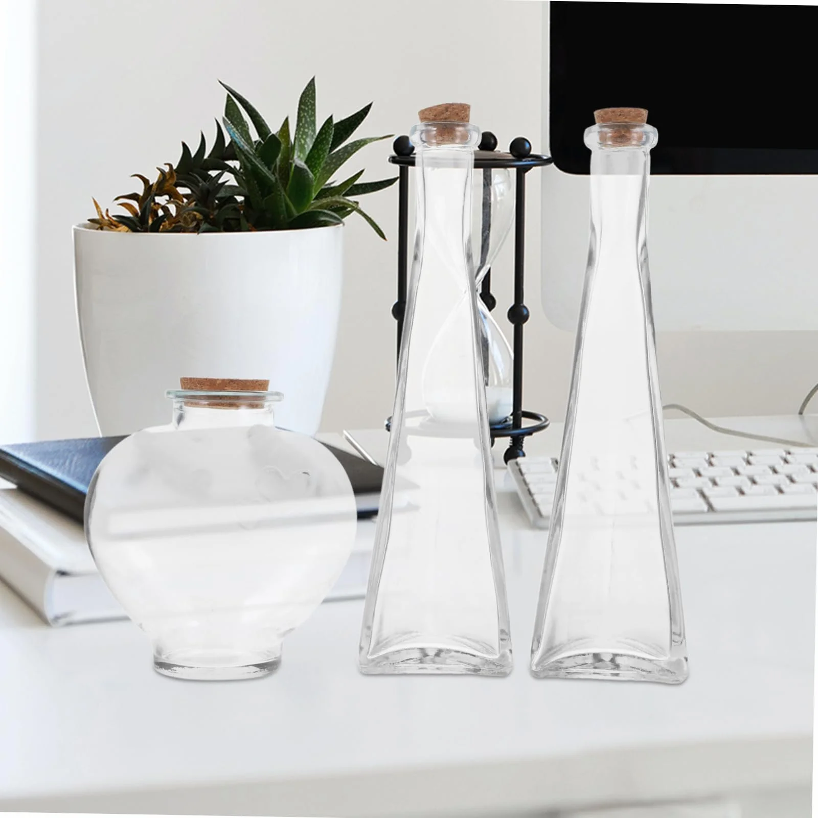 Botellas Decorativas de Cristal para Ceremonias de Boda, Juego de 3 Tarros de Arena con Forma de Corazón