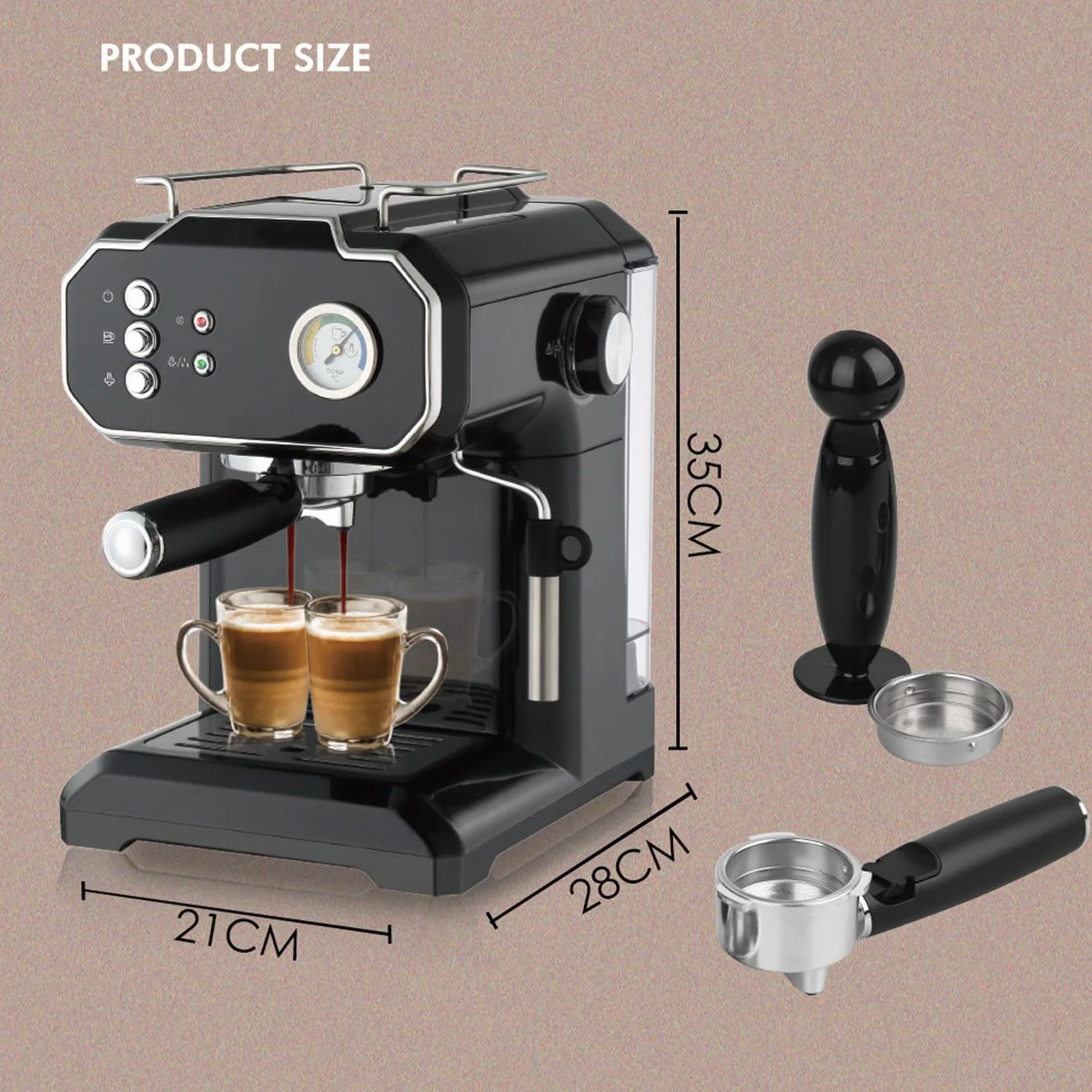 Cafetera Espresso, Mini Cafetera Automática De Alta Presión De 1,8 L con Varilla Vaporizadora De Espuma De Leche, Ciclo De Preparación Doble, Cafetera con Leche De 850 W para Oficina, Cafetería