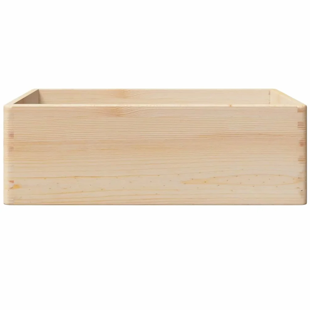 Caja de madera con asas 40 x 30 x 13 cm de pino macizo versátil almacenamiento para dormitorio, oficina, baño, cocina