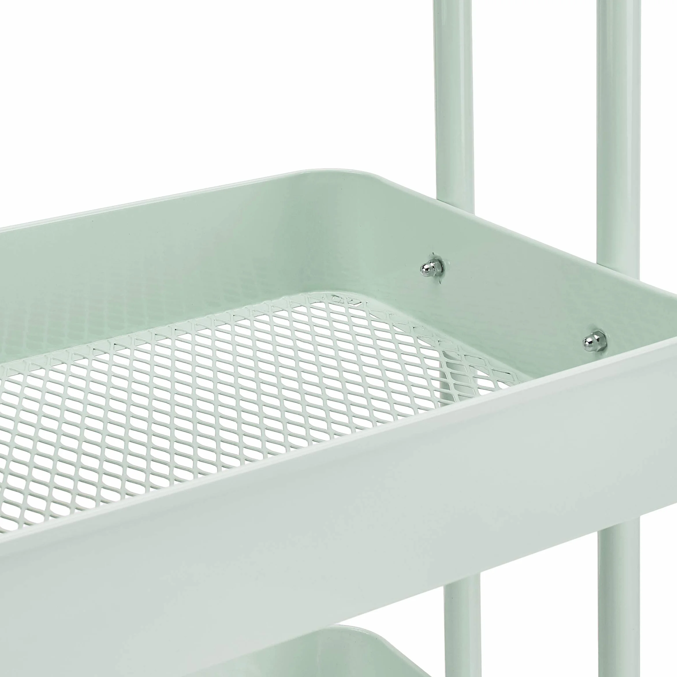 Amazon Basics Carrito de cocina multiuso tres niveles con ruedas verde menta
