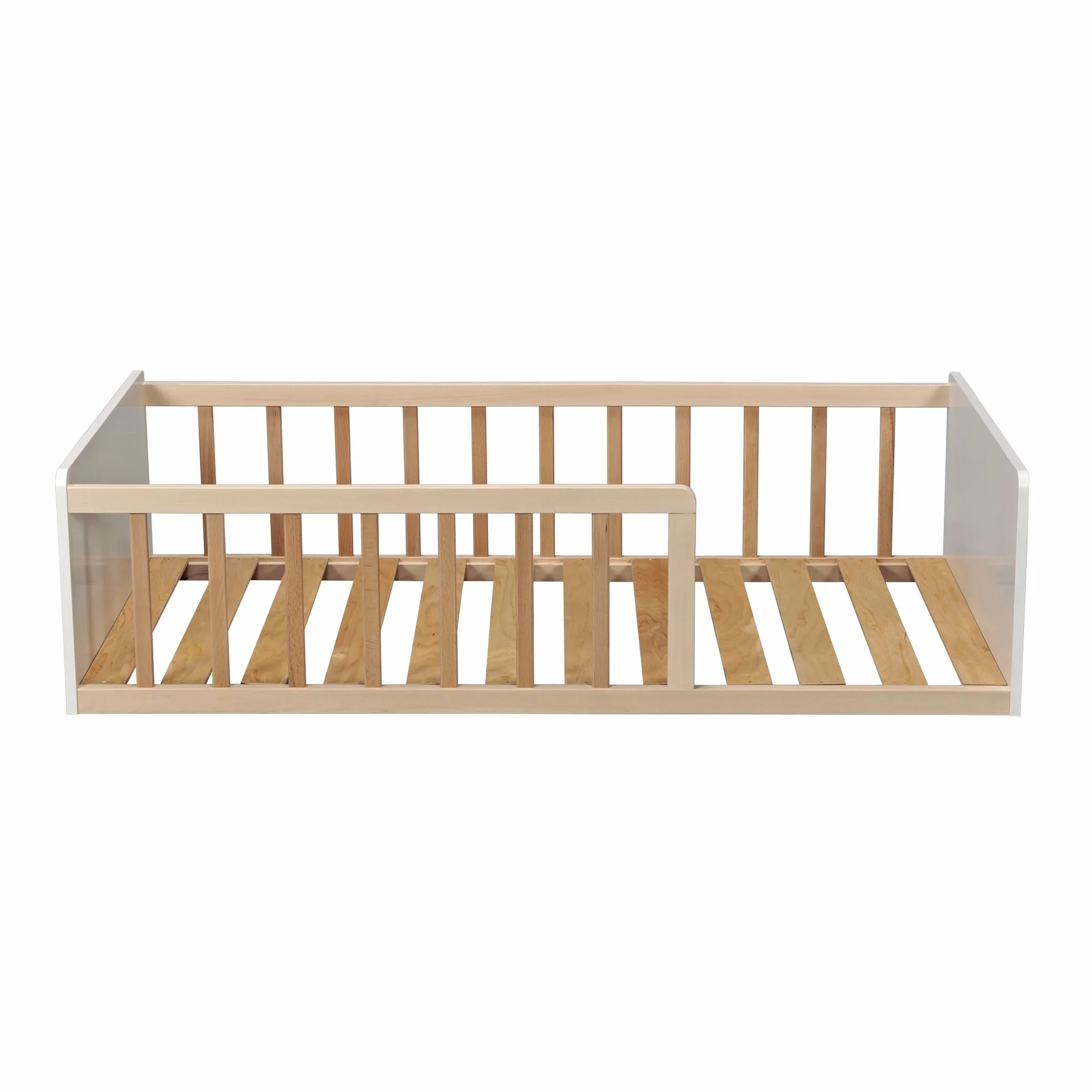 Weber Industries Cama Pilou 70 x 140 + somier, Blanco y Natural