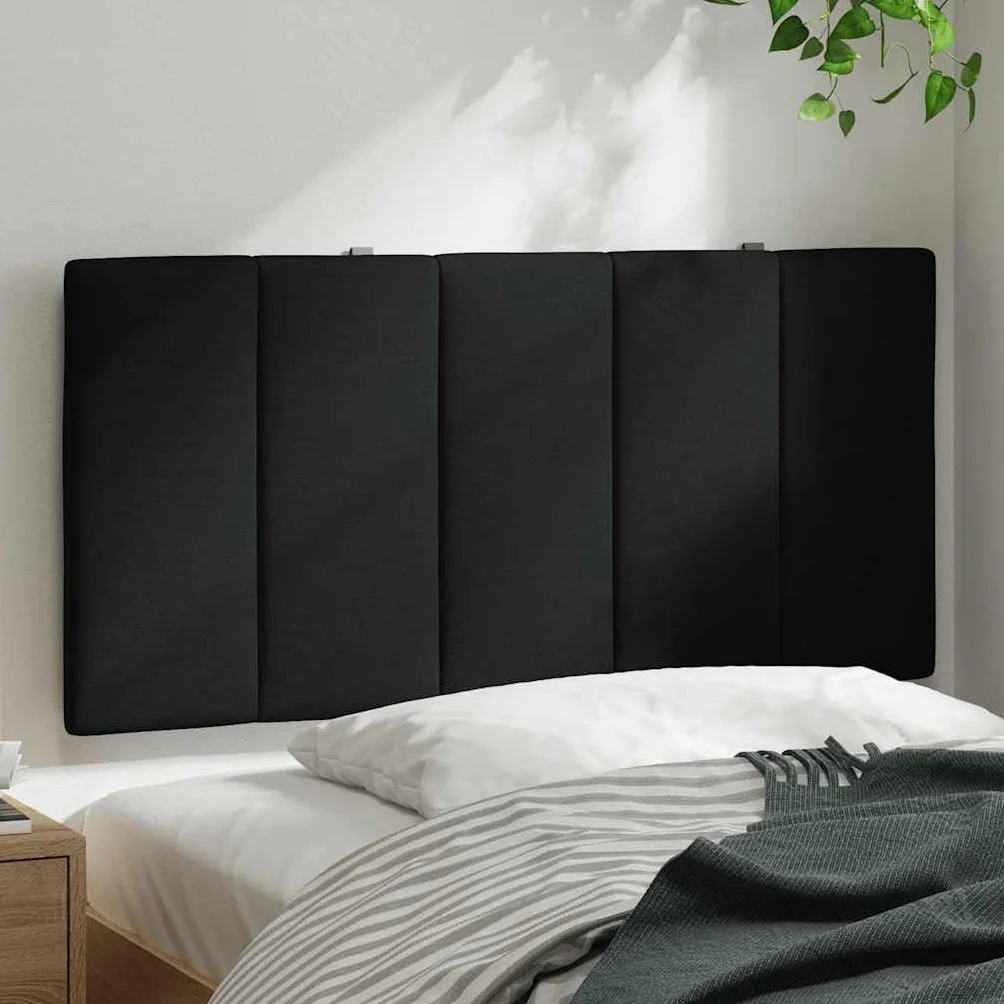 Cabecero Hanko 100 cm negro acolchado cojín de pared de poliéster con para listones LED cómodo respaldo diseño moderno para jóvenes y dormitorios