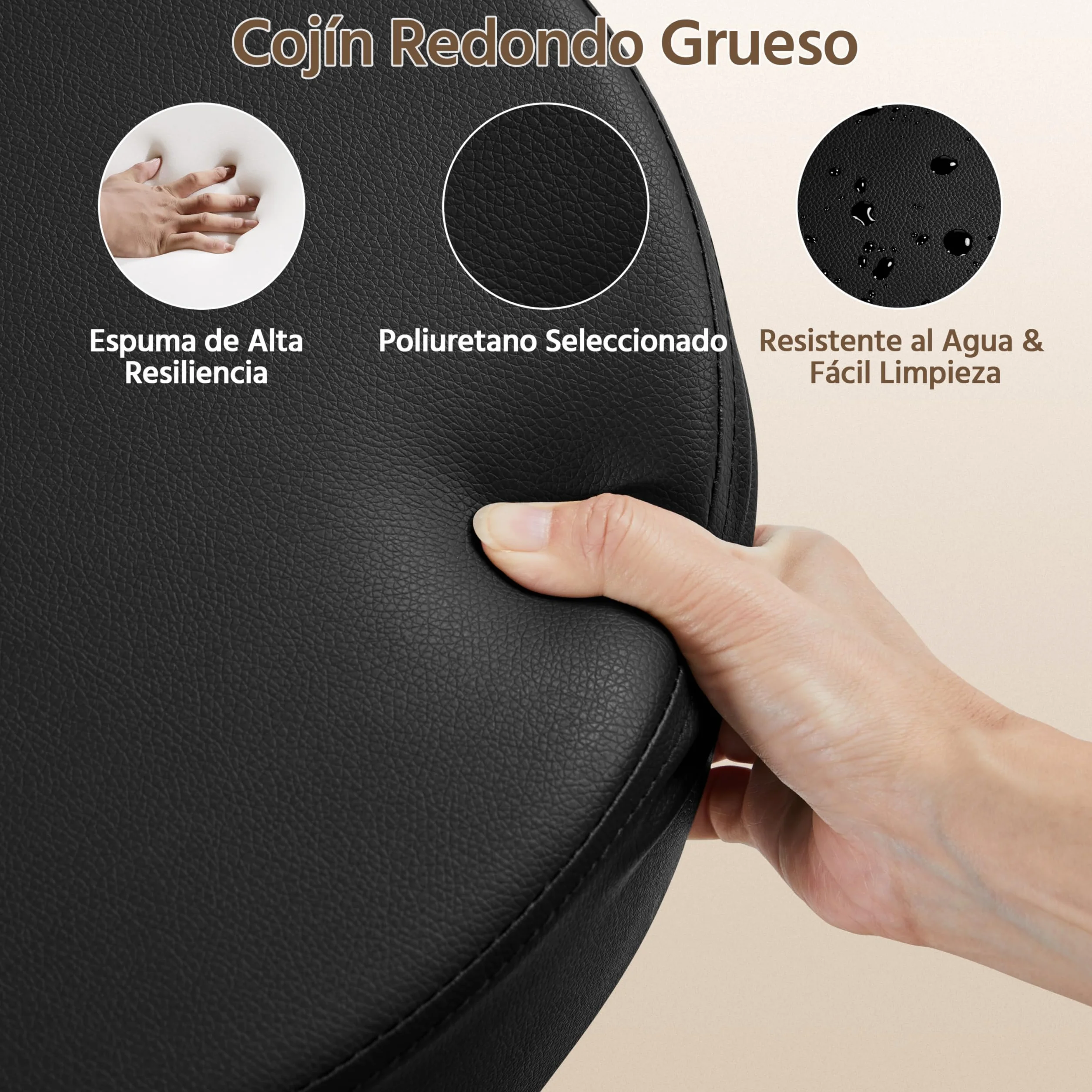 Yaheetech Taburete Giratorio Taburete con Ruedas y Respaldo con Altura Regulable 75.5-85 cm Asiento Tapizado de Polipiel Sintético para Oficina Dormitorio Negro