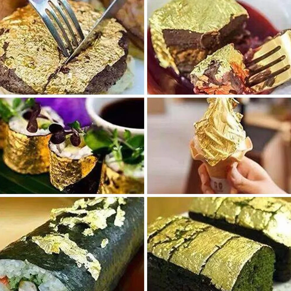 Copos de Lámina de Oro Comestible Multifunción, 2 Botellas para Cocinar y Decoración