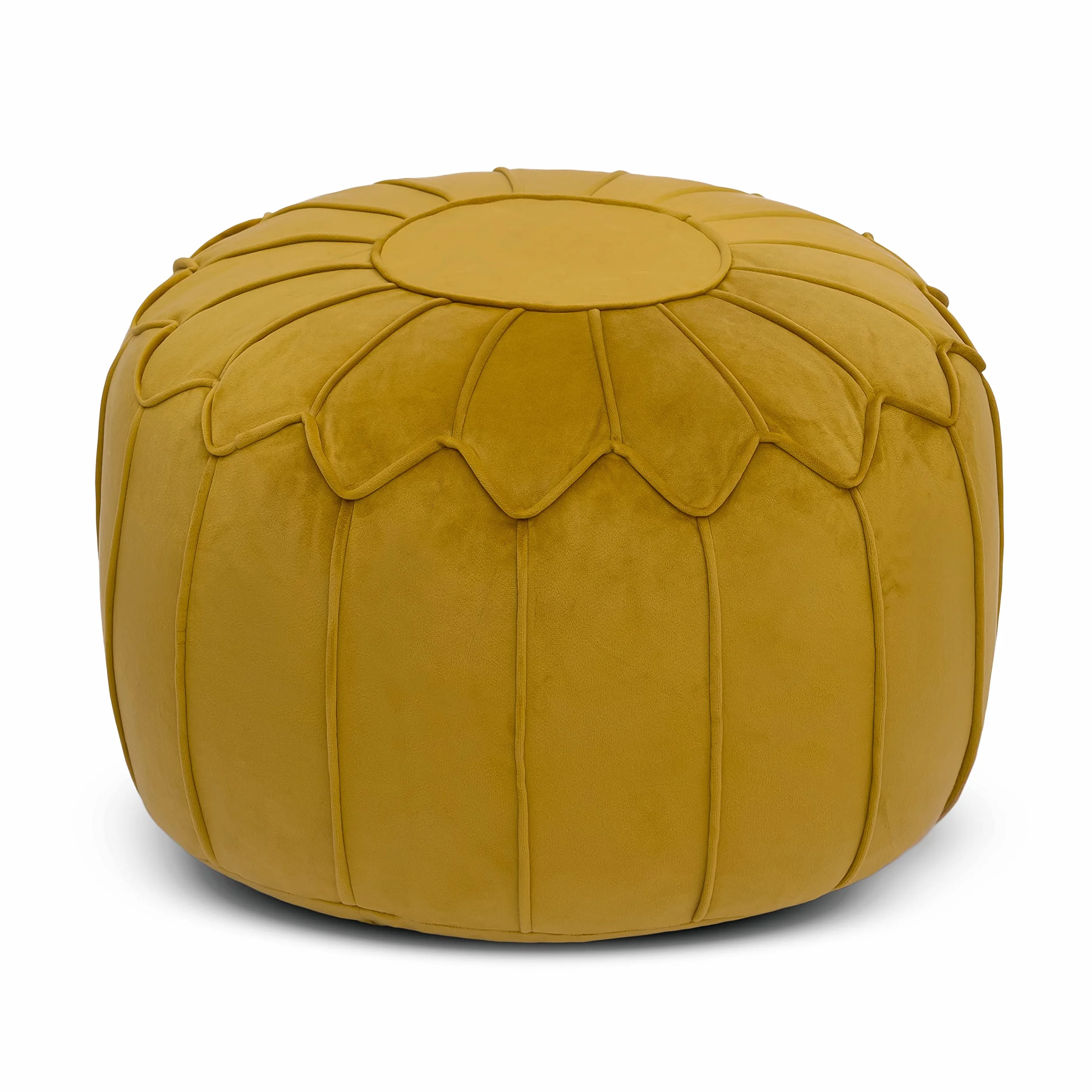 Loft 25 Reposapiés Puff Redondo | Comodo reposapies Salon Y Dormitorio para Adultos | Diseño Ergonómico Bean Bag para Horas De Relajación | Ligero Puf con Relleno Incluido (Cúrcuma)